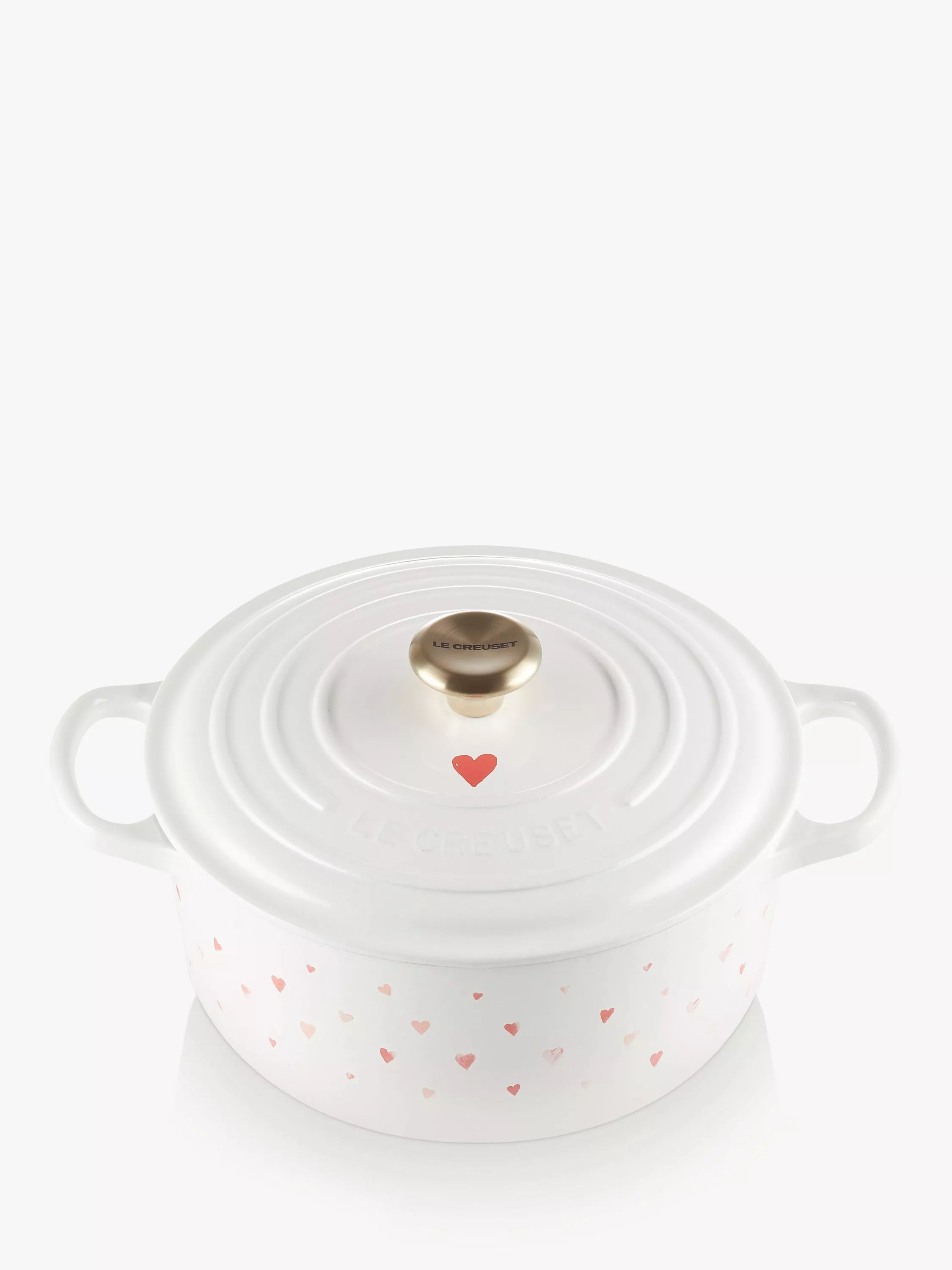 Le Creuset cast iron mini hearts round casserole 22cm, imported from the UK