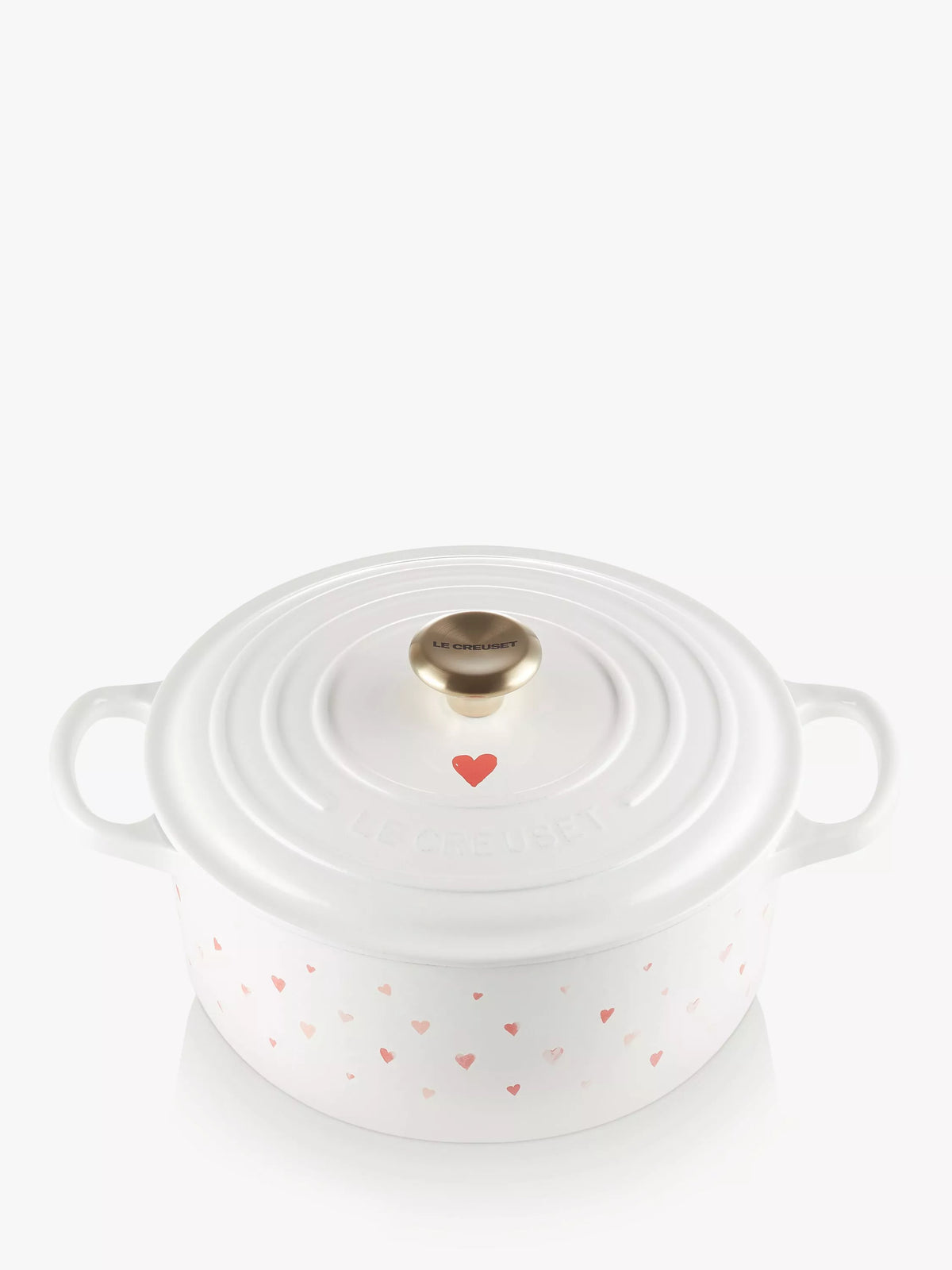 Le Creuset cast iron mini hearts round casserole 22cm, imported from the UK