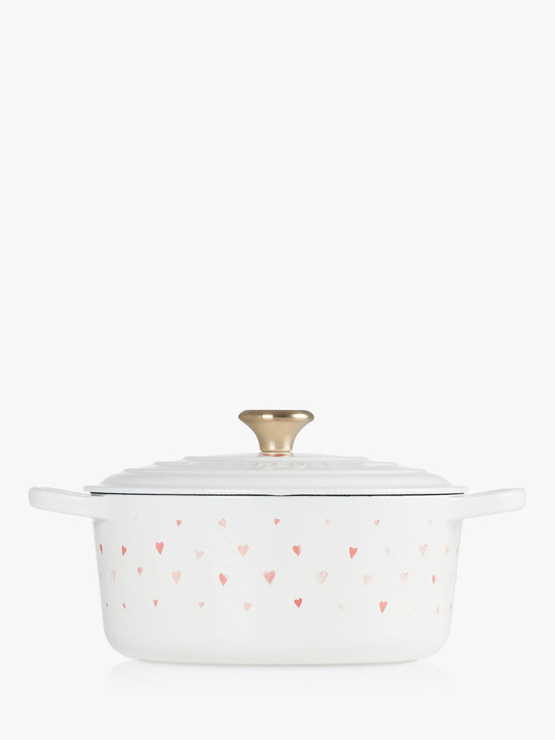 Le Creuset cast iron mini hearts round casserole 22cm, imported from the UK