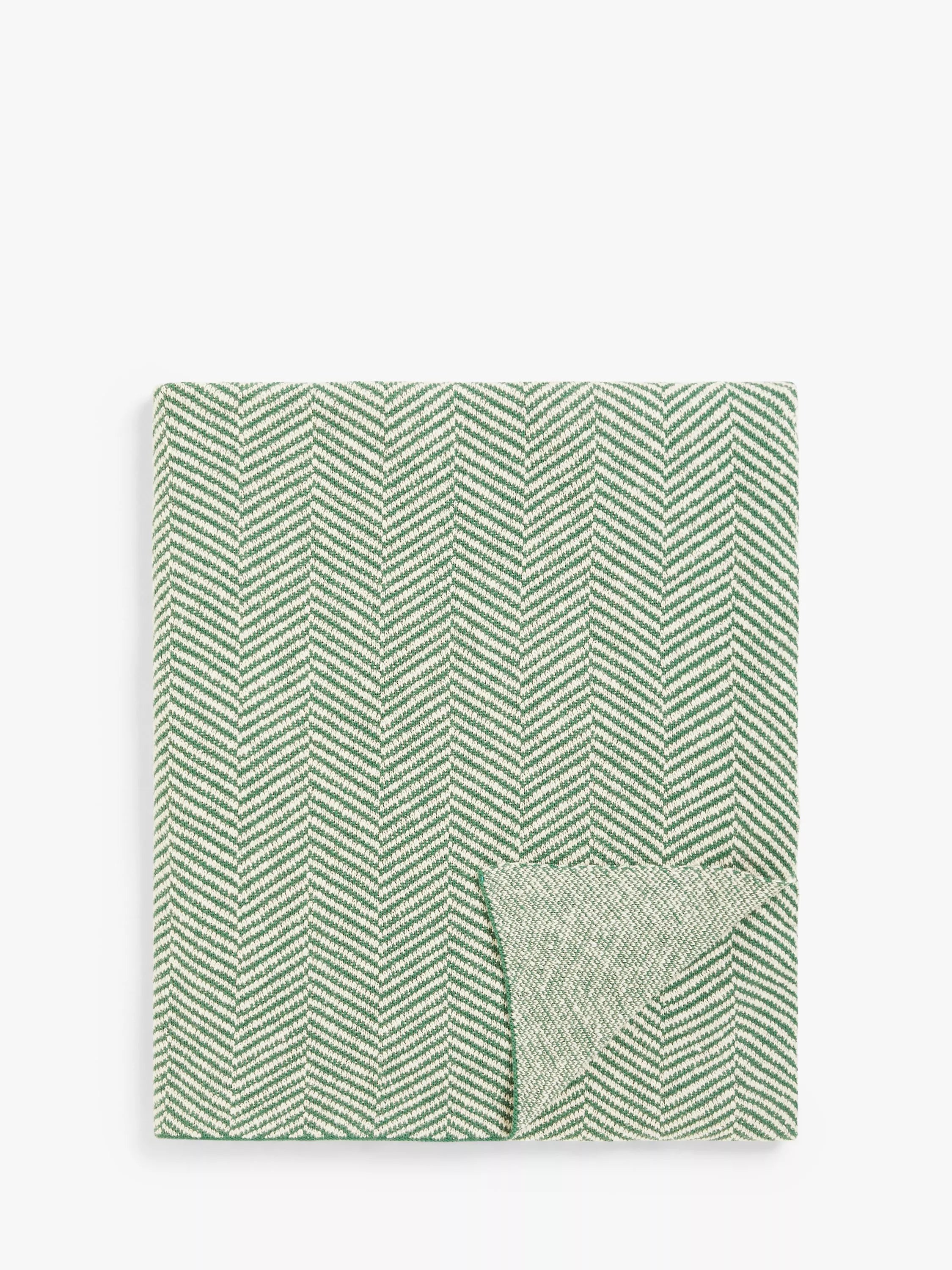 John Lewis Herringbone Knit Throw - Blue