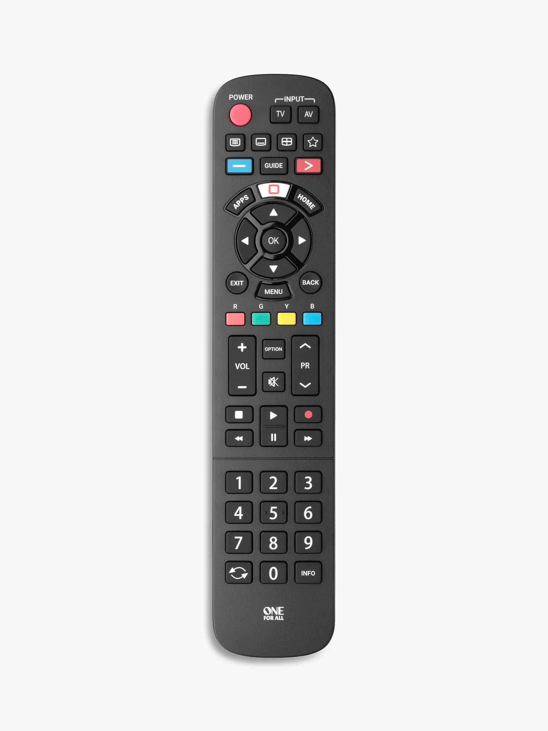 One For All URC4914 replacement remote for Panasonic TVs, imported from the UK