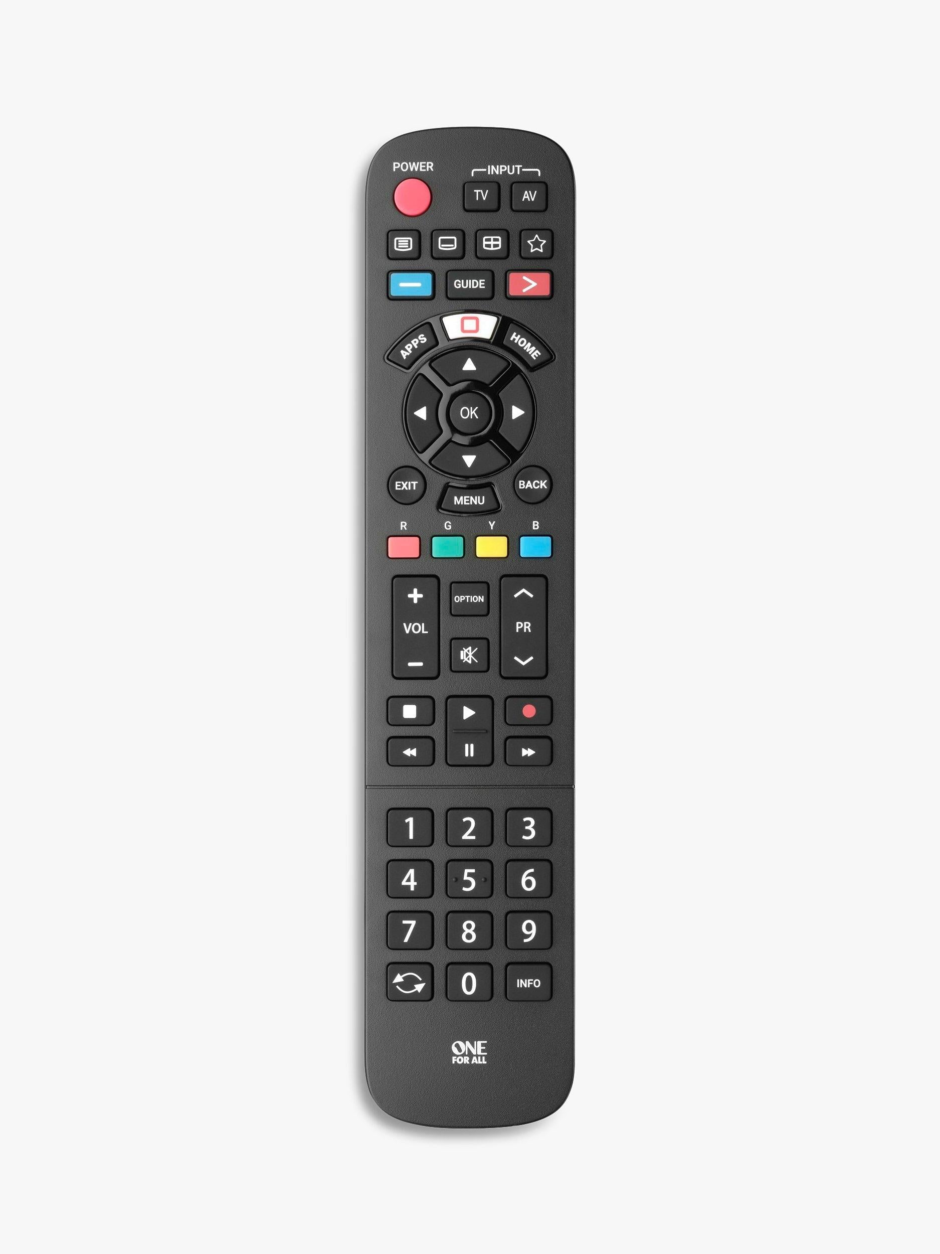 One For All URC4914 replacement remote for Panasonic TVs, imported from the UK