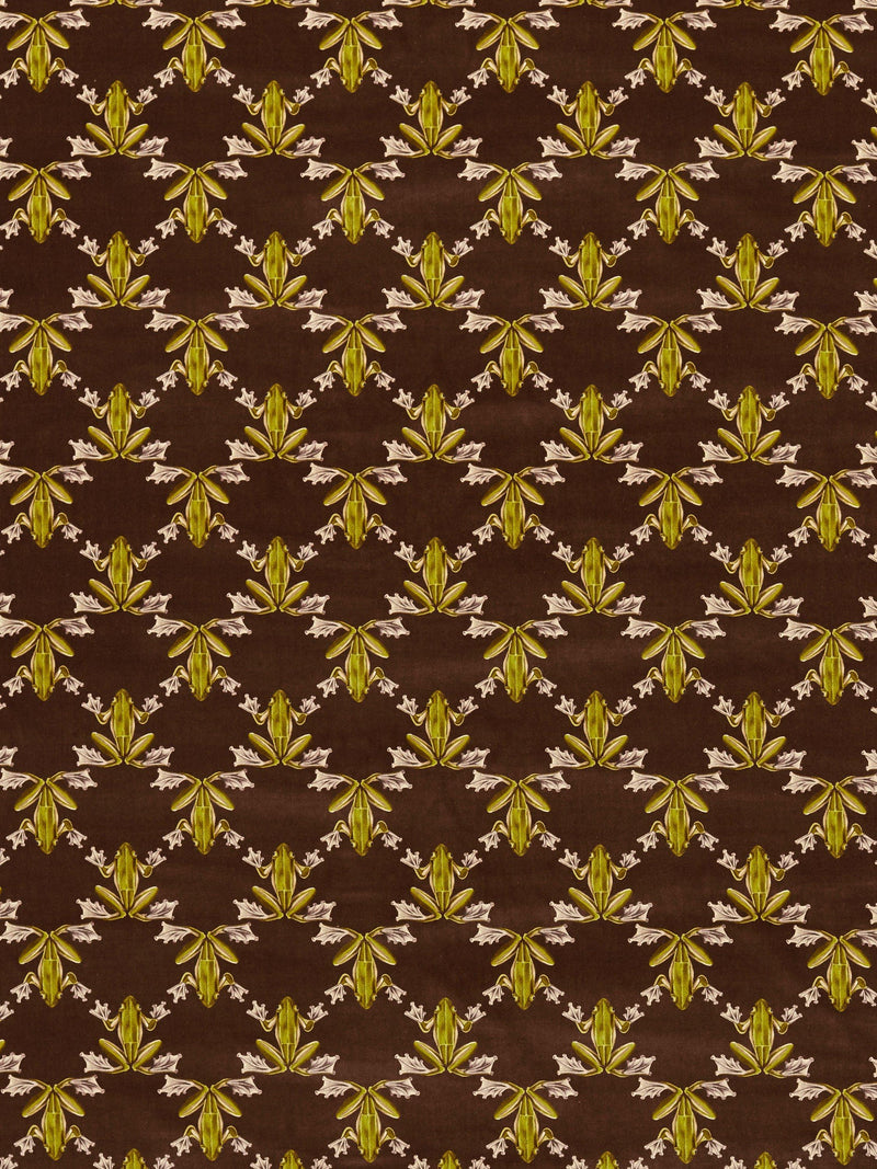 Harlequin frog pattern furnishing fabric unbleached velvet, imported from the UK