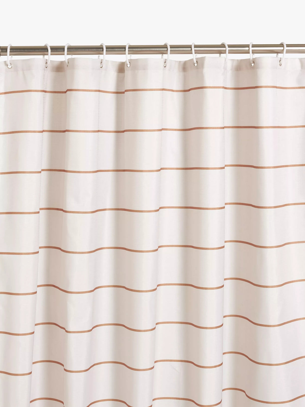 John Lewis textured horizontal stripe shower curtain caramel 180x180cm, imported from the UK
