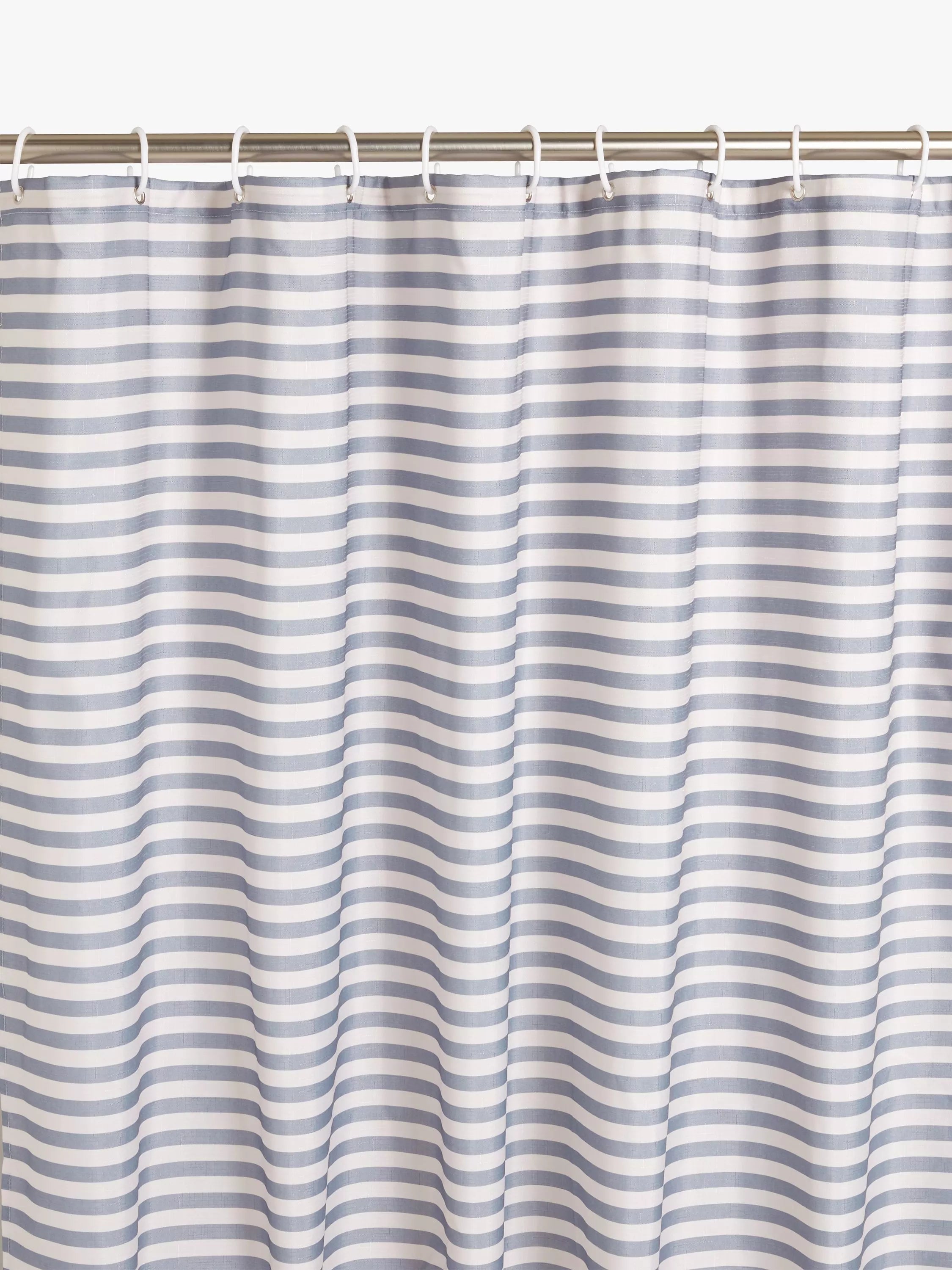 John Lewis textured seersucker horizontal stripe shower curtain in Thistle, UK version