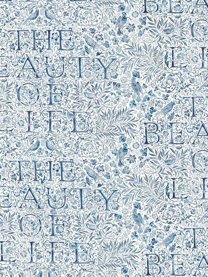 Morris & Co furnishing fabric indigo, UK version