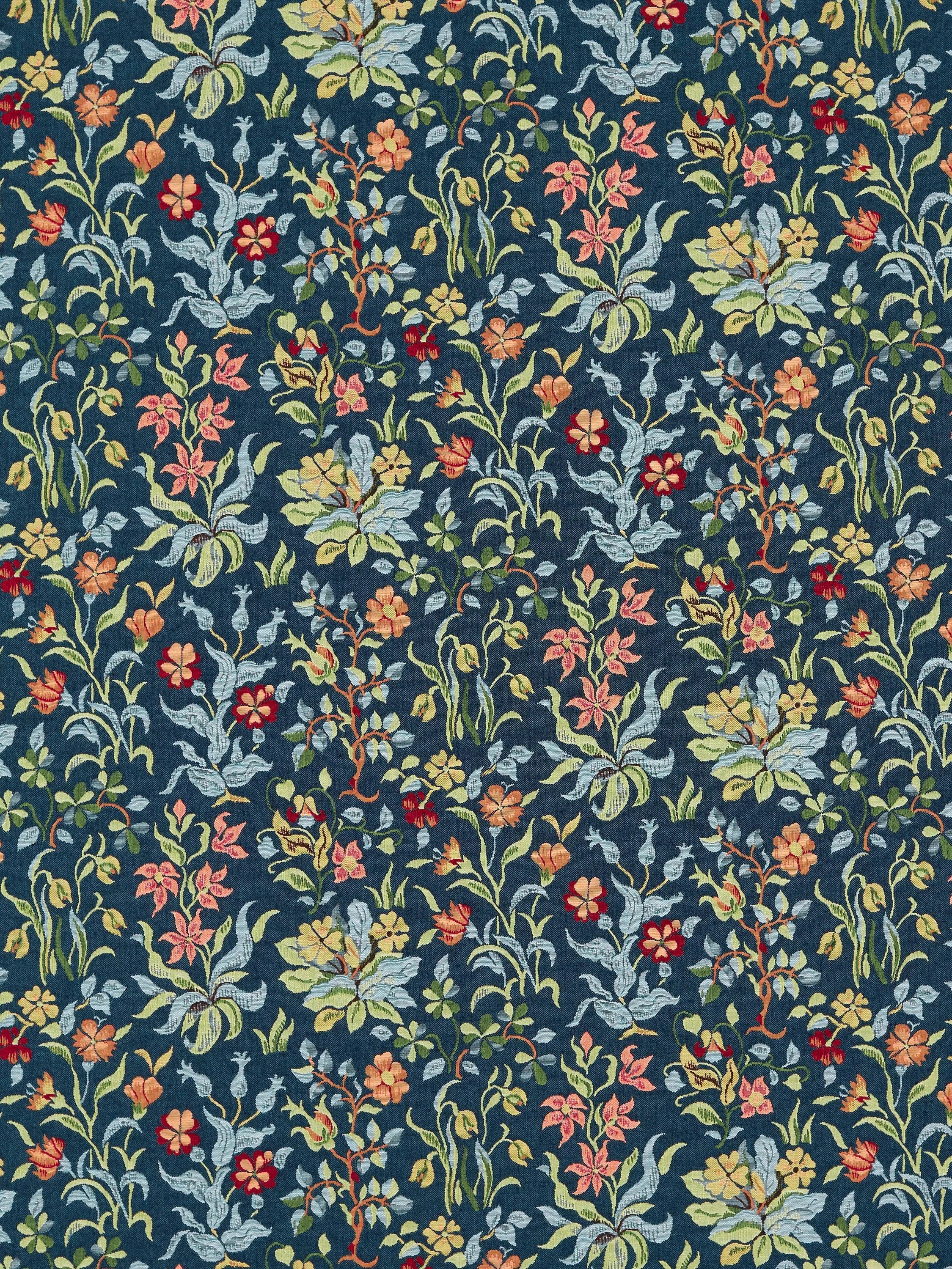 Morris & Co. Flowers by May indigo furnishing fabric - British product