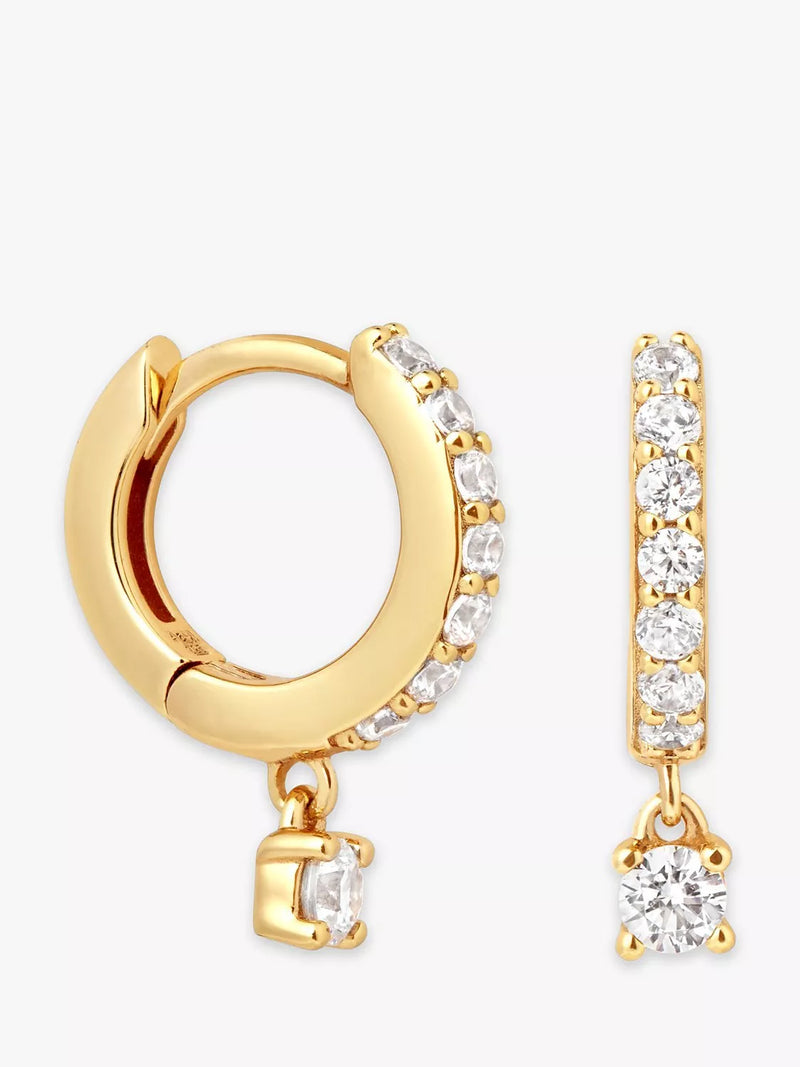 Astrid & Miyu gold charm huggie hoop earrings (British brand)