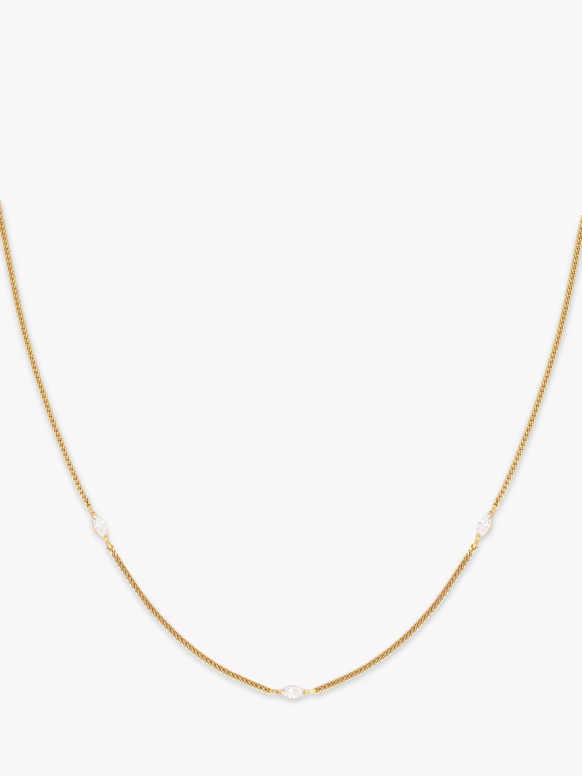 Astrid & Miyu Navette cubic zirconia chain necklace gold (British brand)
