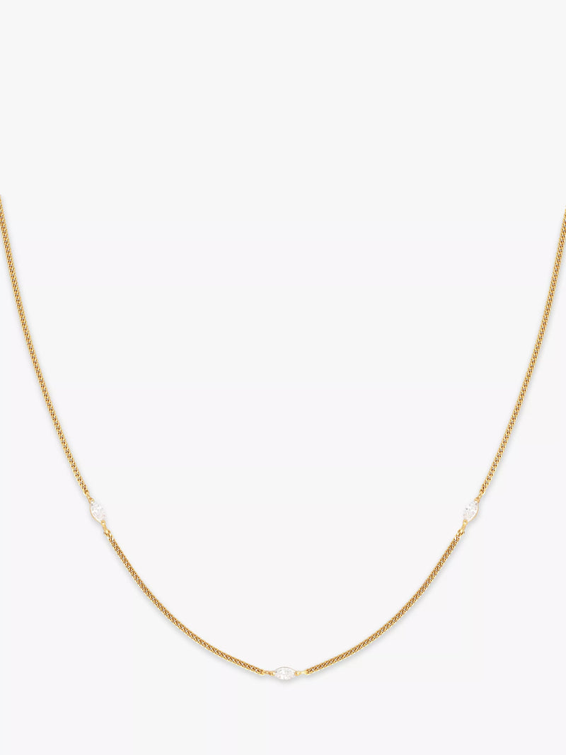 Astrid & Miyu Navette cubic zirconia chain necklace gold (British brand)