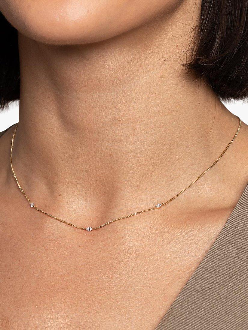 Astrid & Miyu Navette cubic zirconia chain necklace gold (British brand)