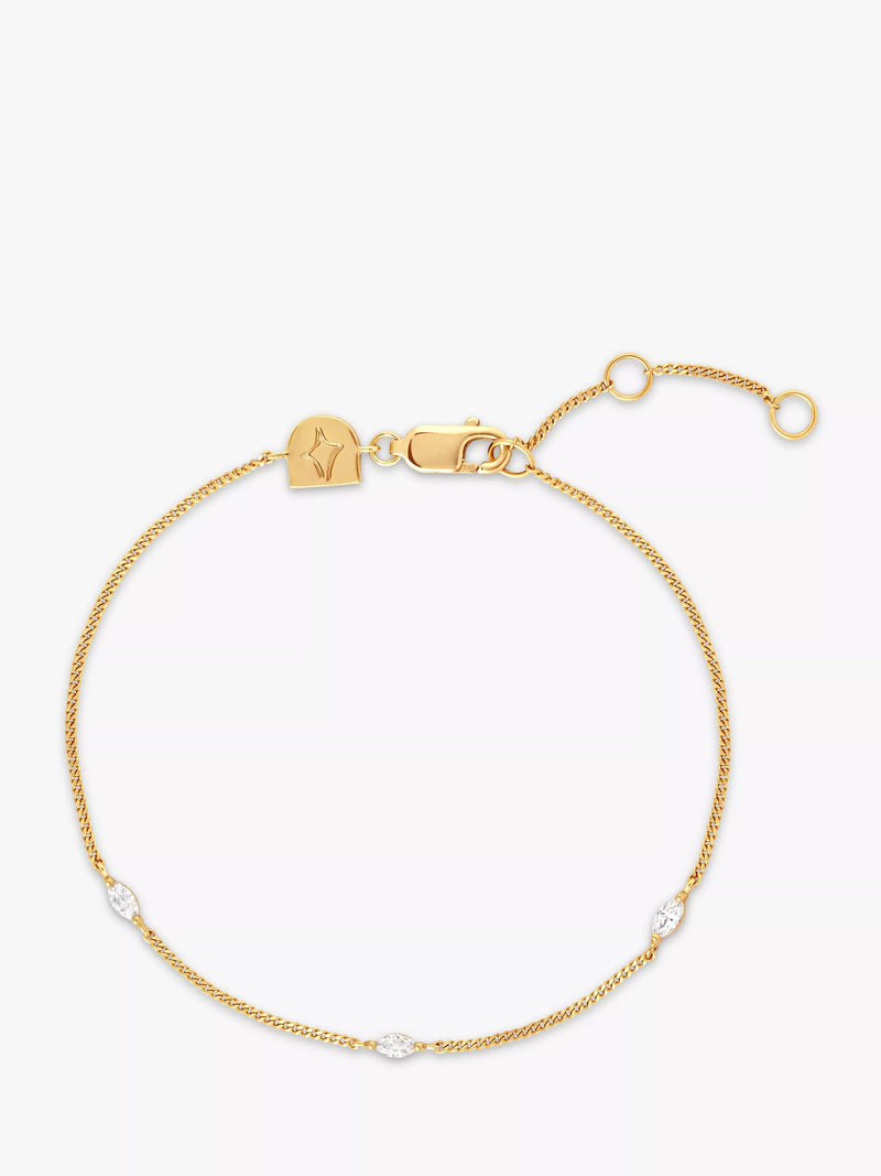 Astrid & Miyu gold plated Navette cubic zirconia bracelet (British brand)