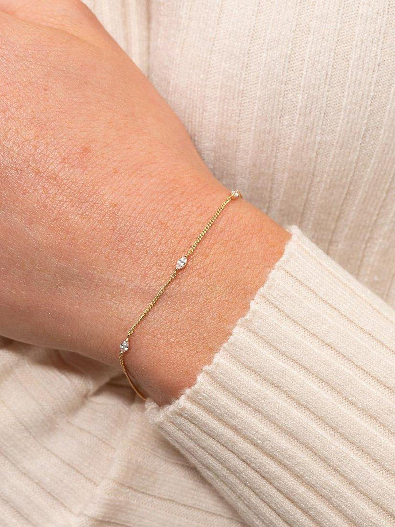 Astrid & Miyu gold plated Navette cubic zirconia bracelet (British brand)