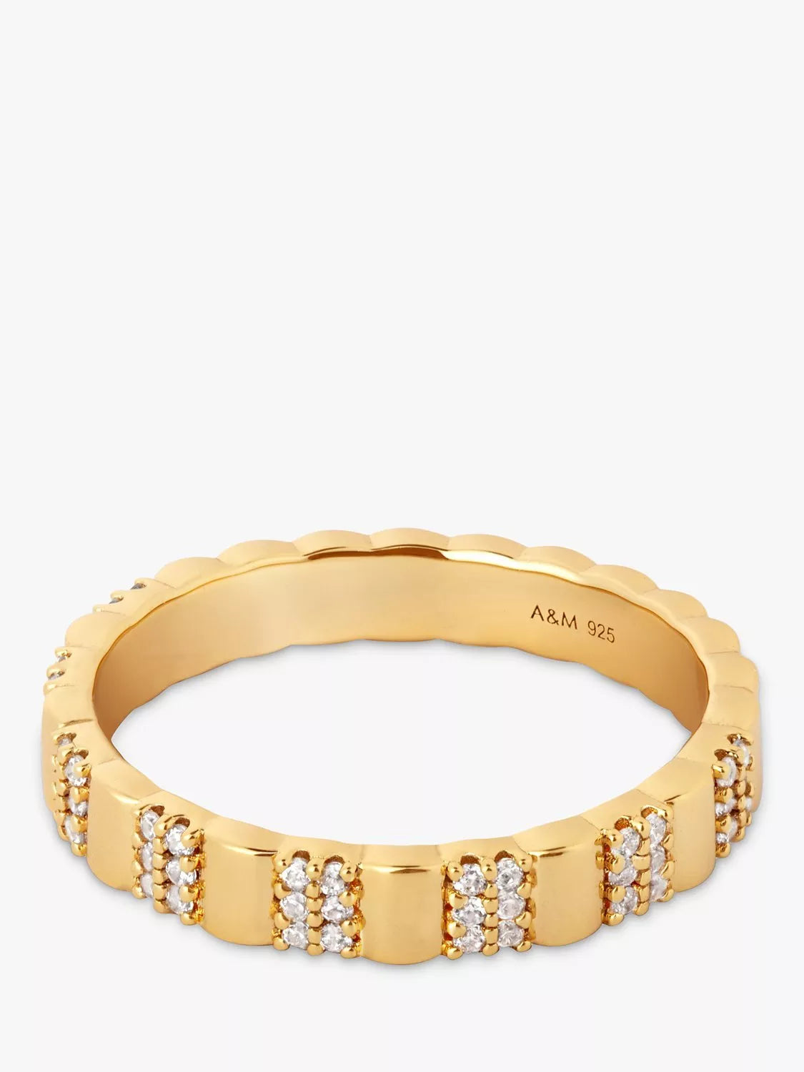 Astrid & Miyu Cubic Zirconia Double Row Band Ring, Gold, 16mm