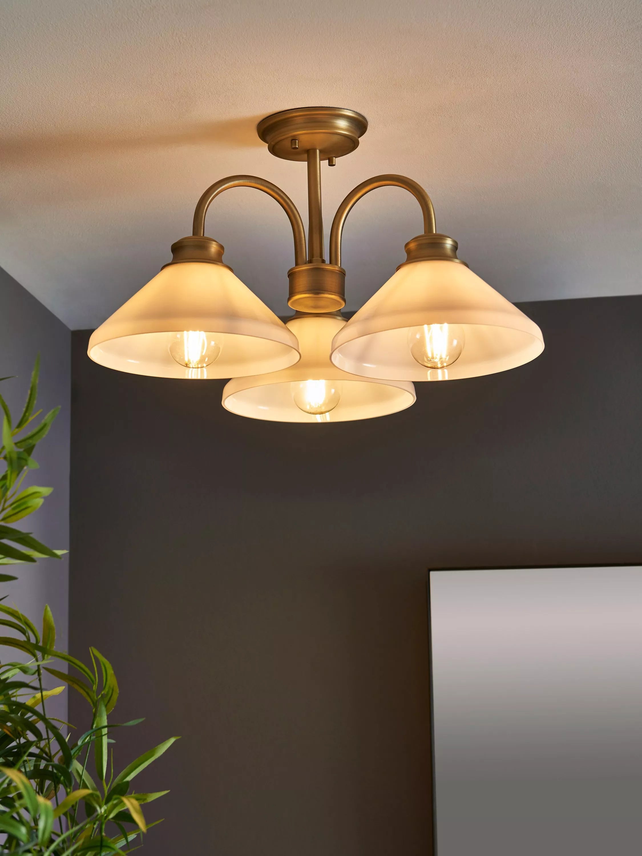 John Lewis Tula semi flush ceiling light matt antique brass, UK version