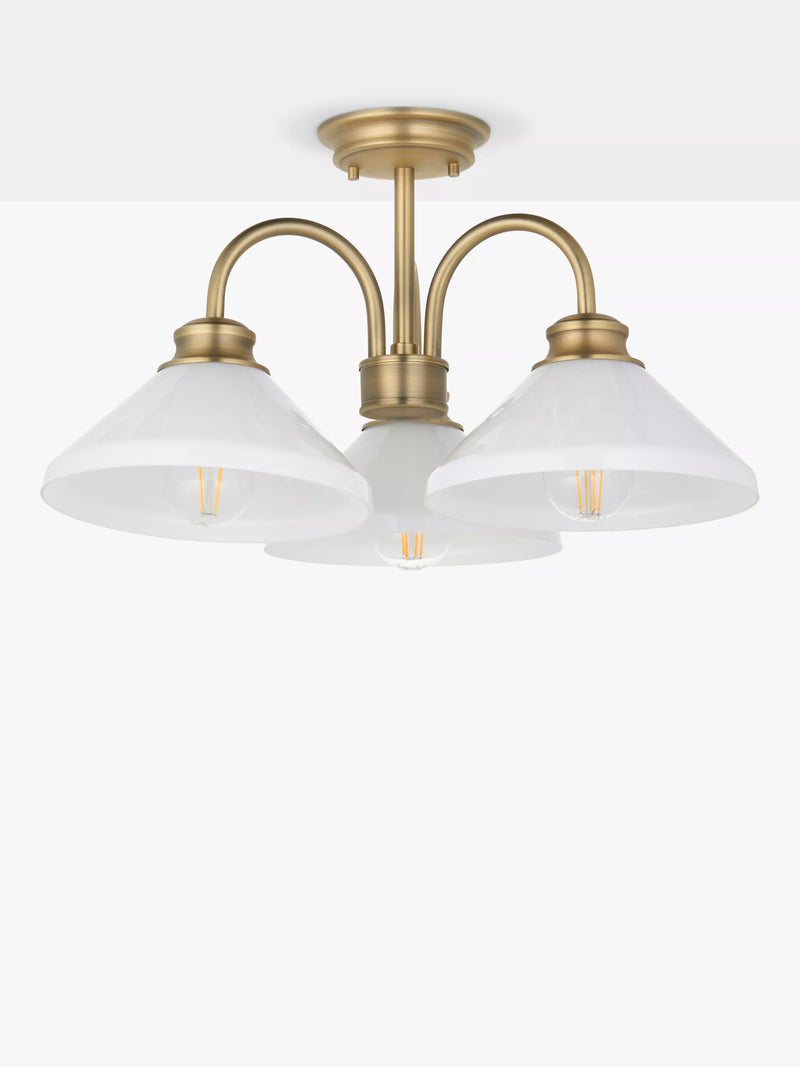 John Lewis Tula semi flush ceiling light matt antique brass, UK version