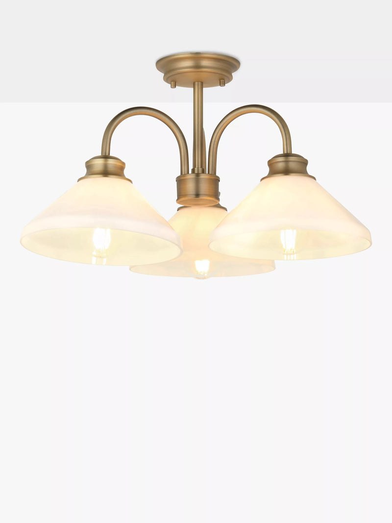 John Lewis Tula semi flush ceiling light matt antique brass, UK version