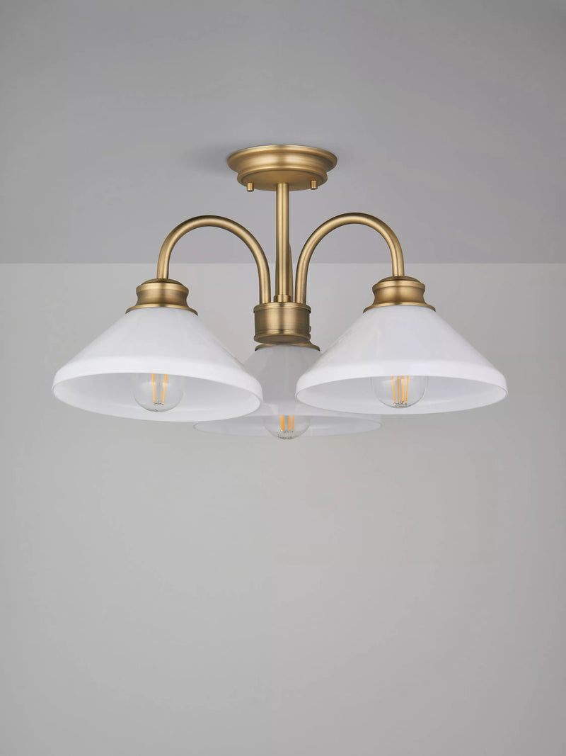 John Lewis Tula semi flush ceiling light matt antique brass, UK version