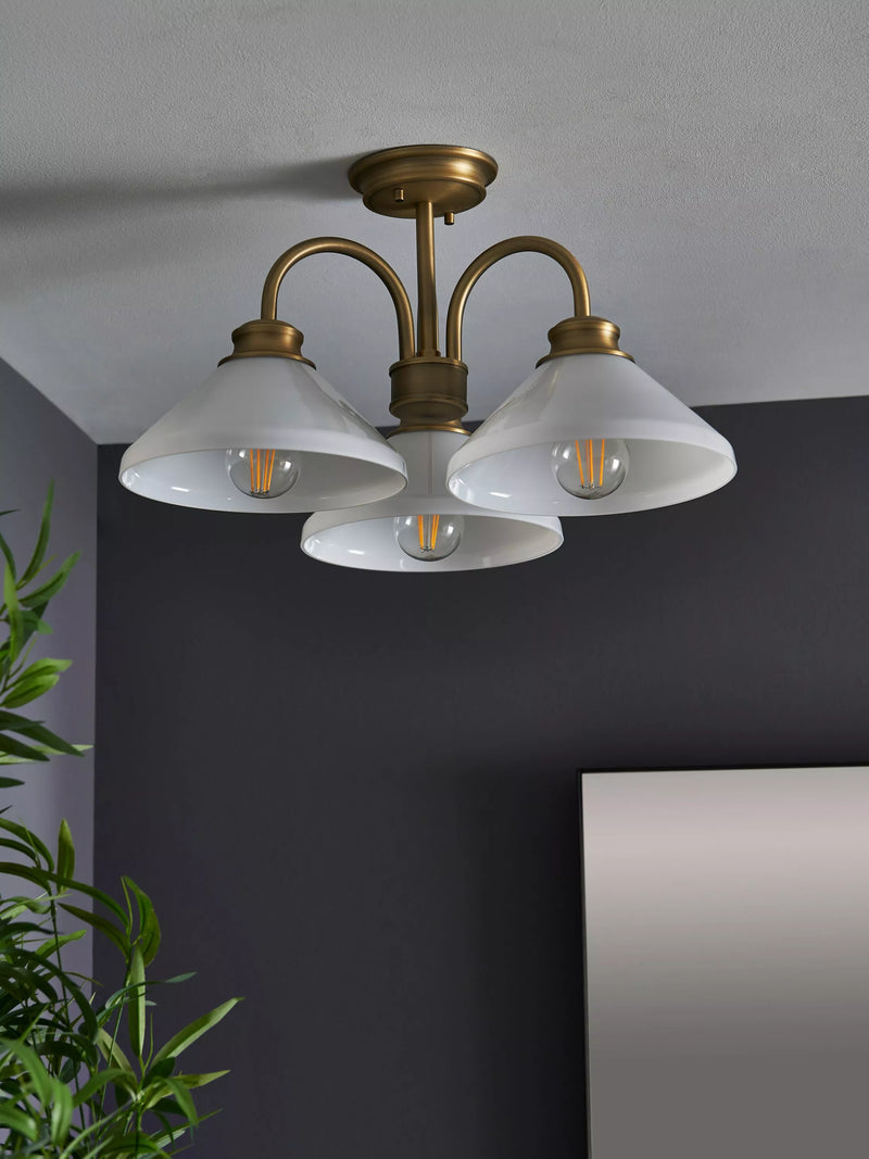 John Lewis Tula semi flush ceiling light matt antique brass, UK version