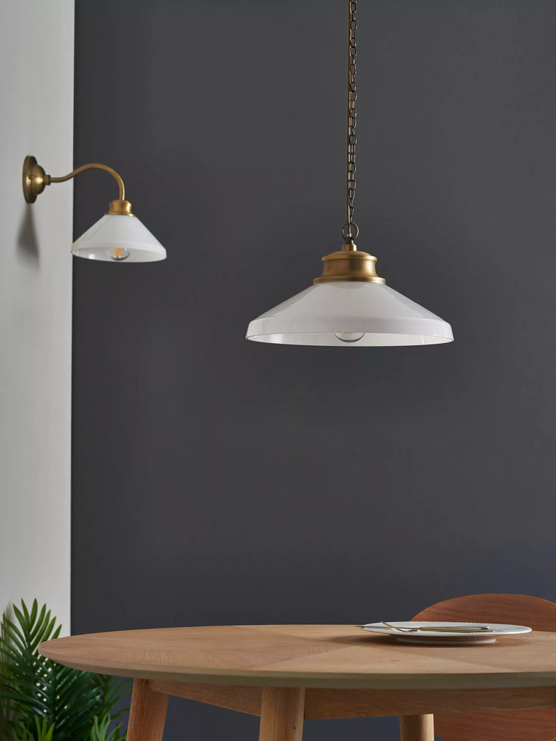 John Lewis Tula opaline wall light matt antique brass, UK version