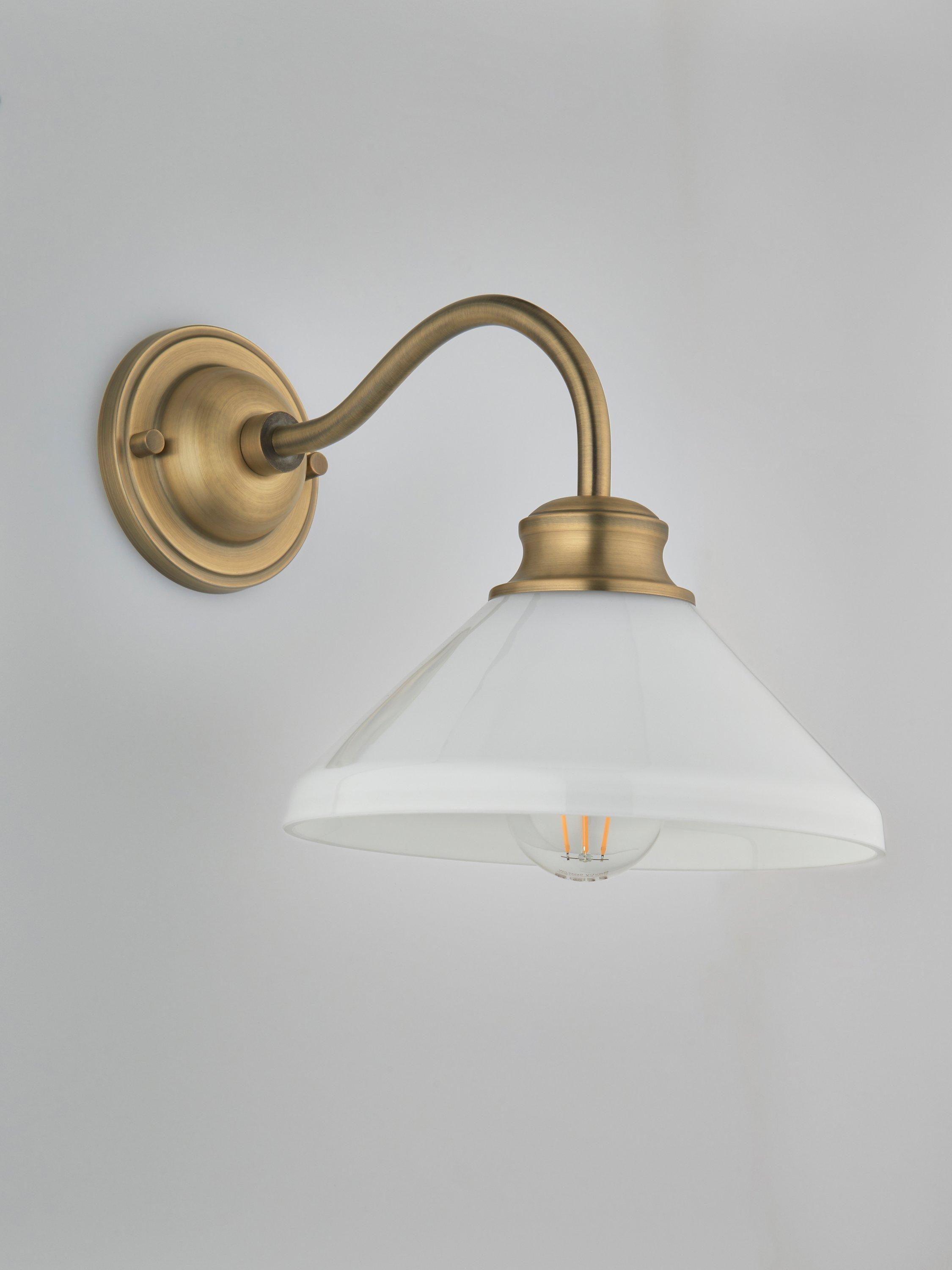 John Lewis Tula opaline wall light matt antique brass, UK version