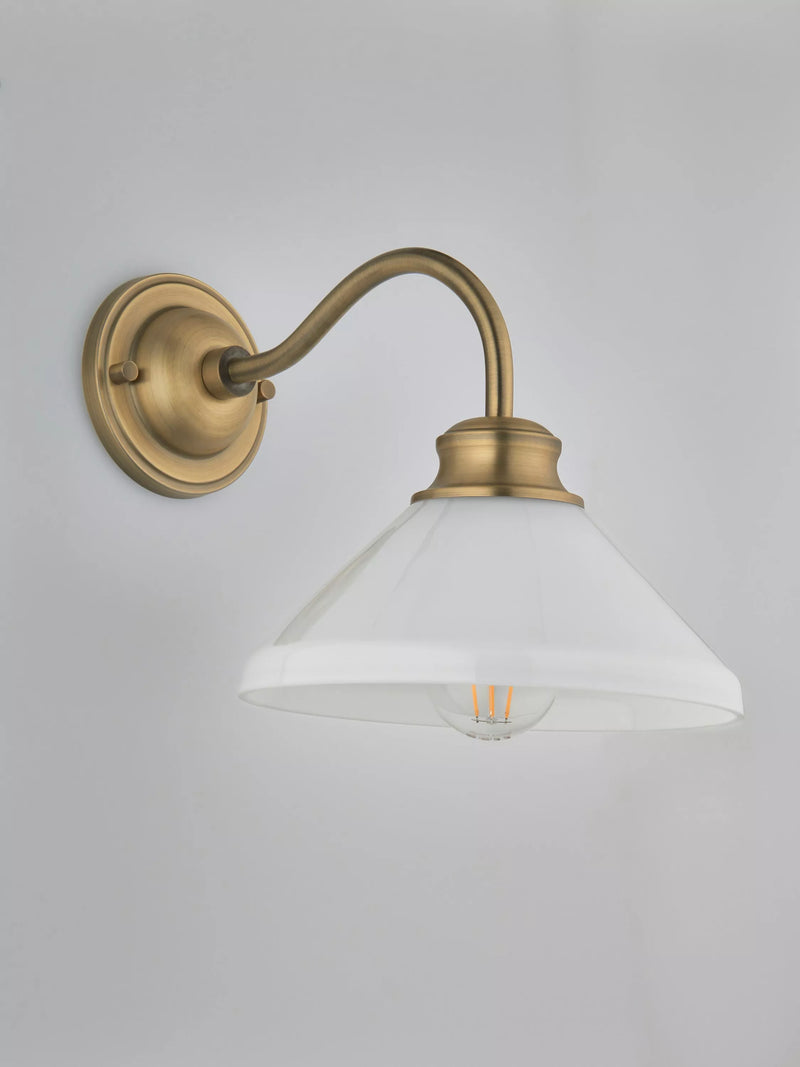 John Lewis Tula opaline wall light matt antique brass, UK version
