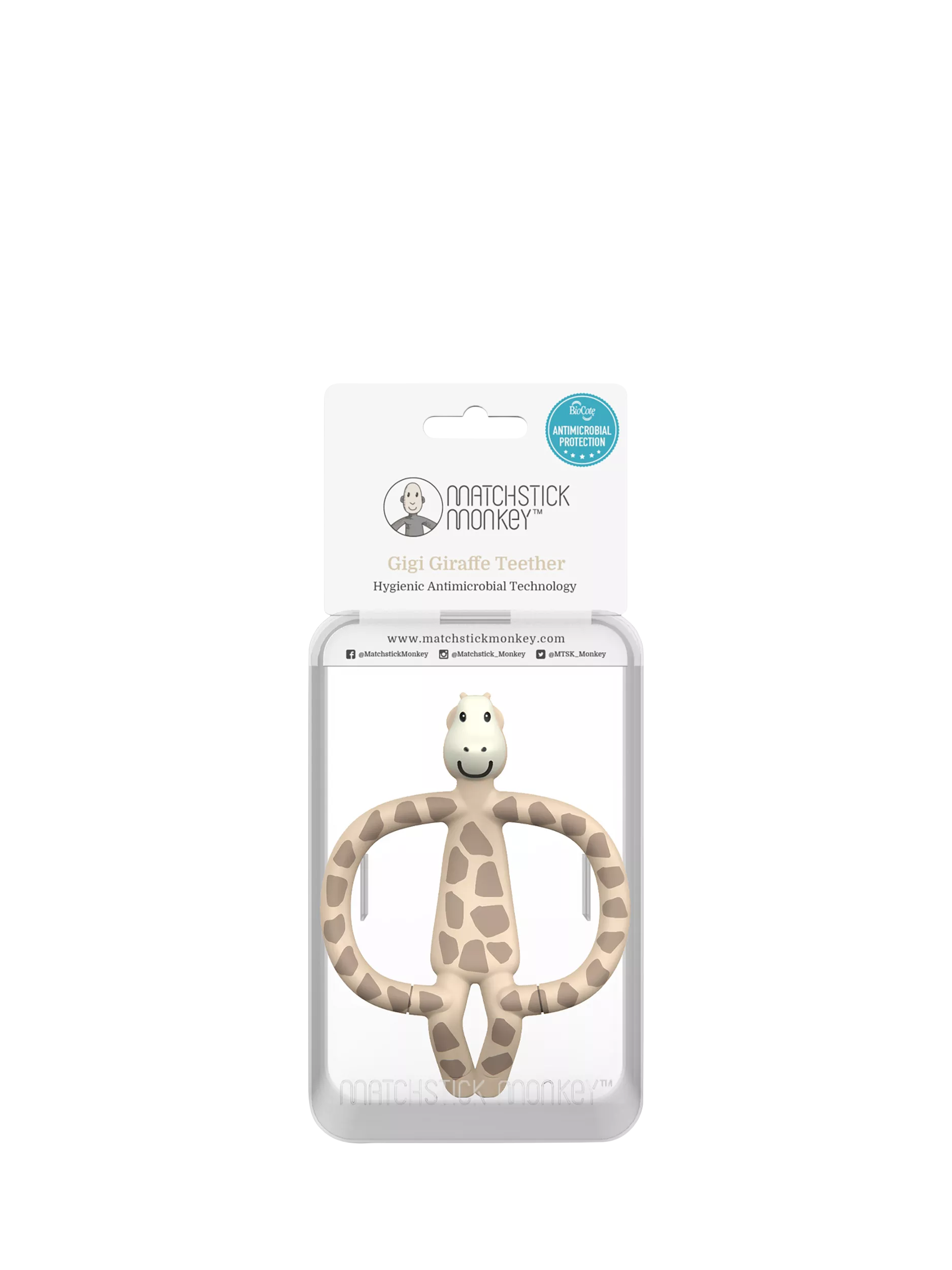 Matchstick Monkey beige giraffe teething toy with gel applicator - British product