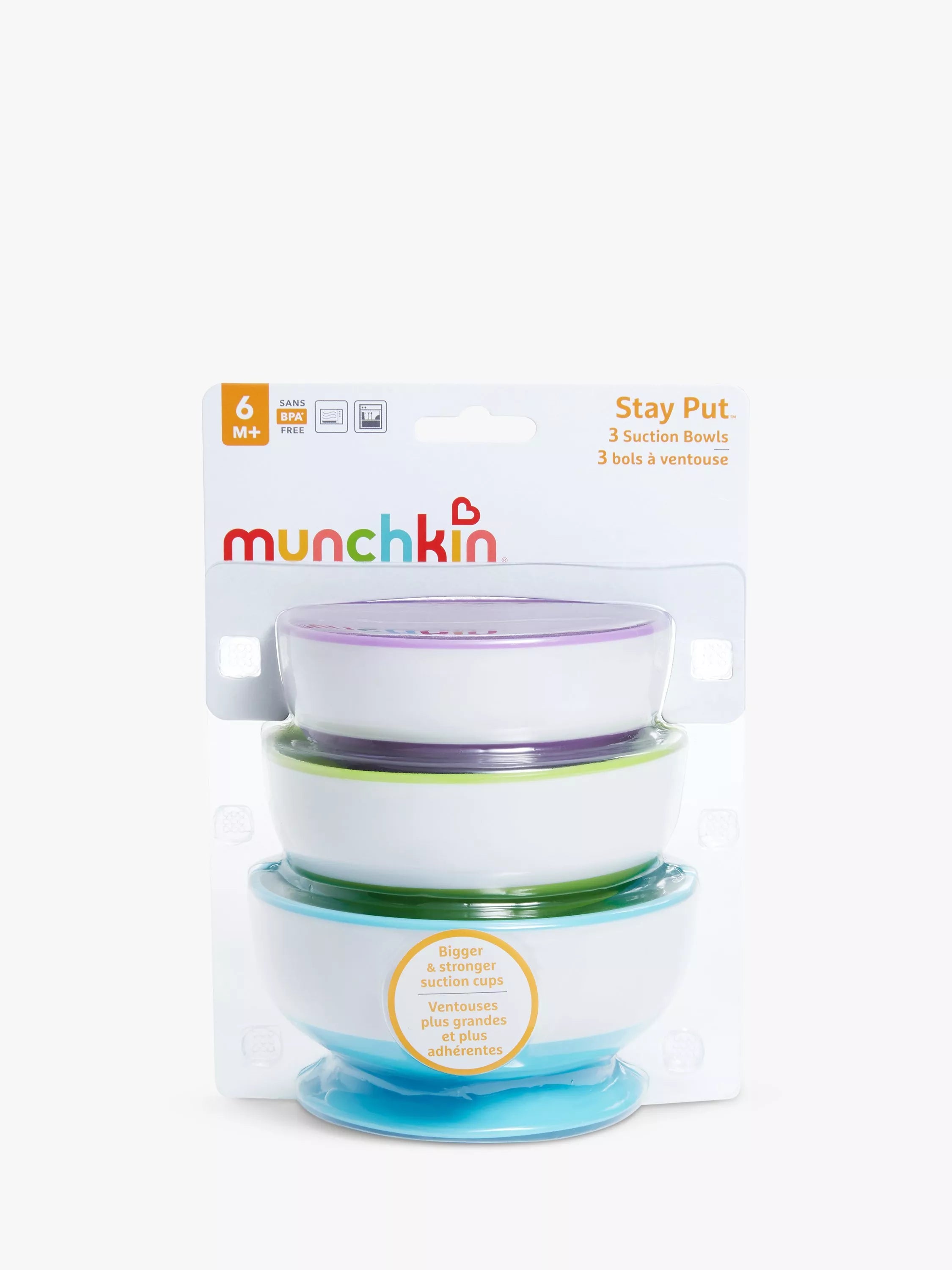 Munchkin suction bowl multi set of 3, imported from the UK