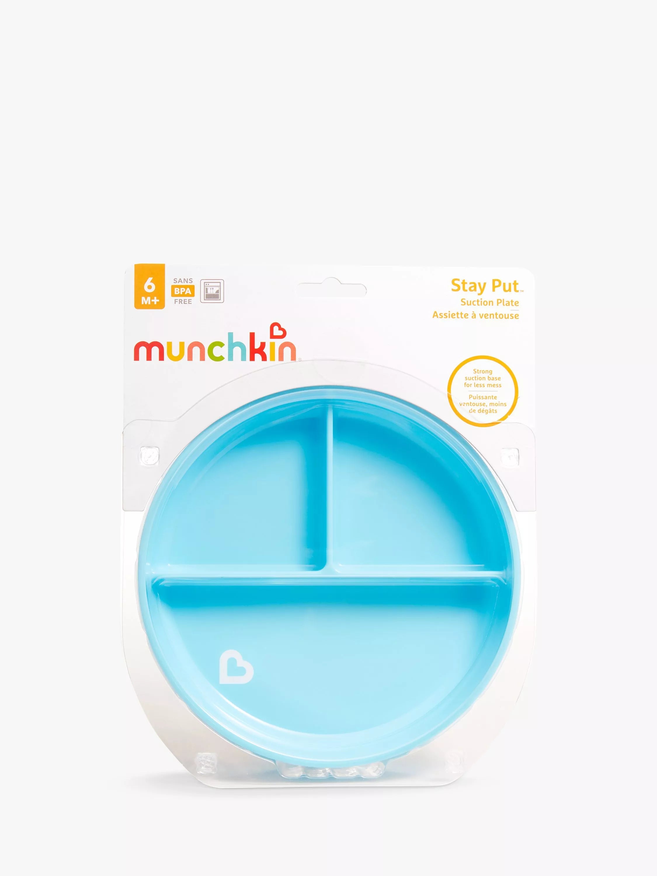 Munchkin divided suction baby feeding plate in blue, imported from the UK