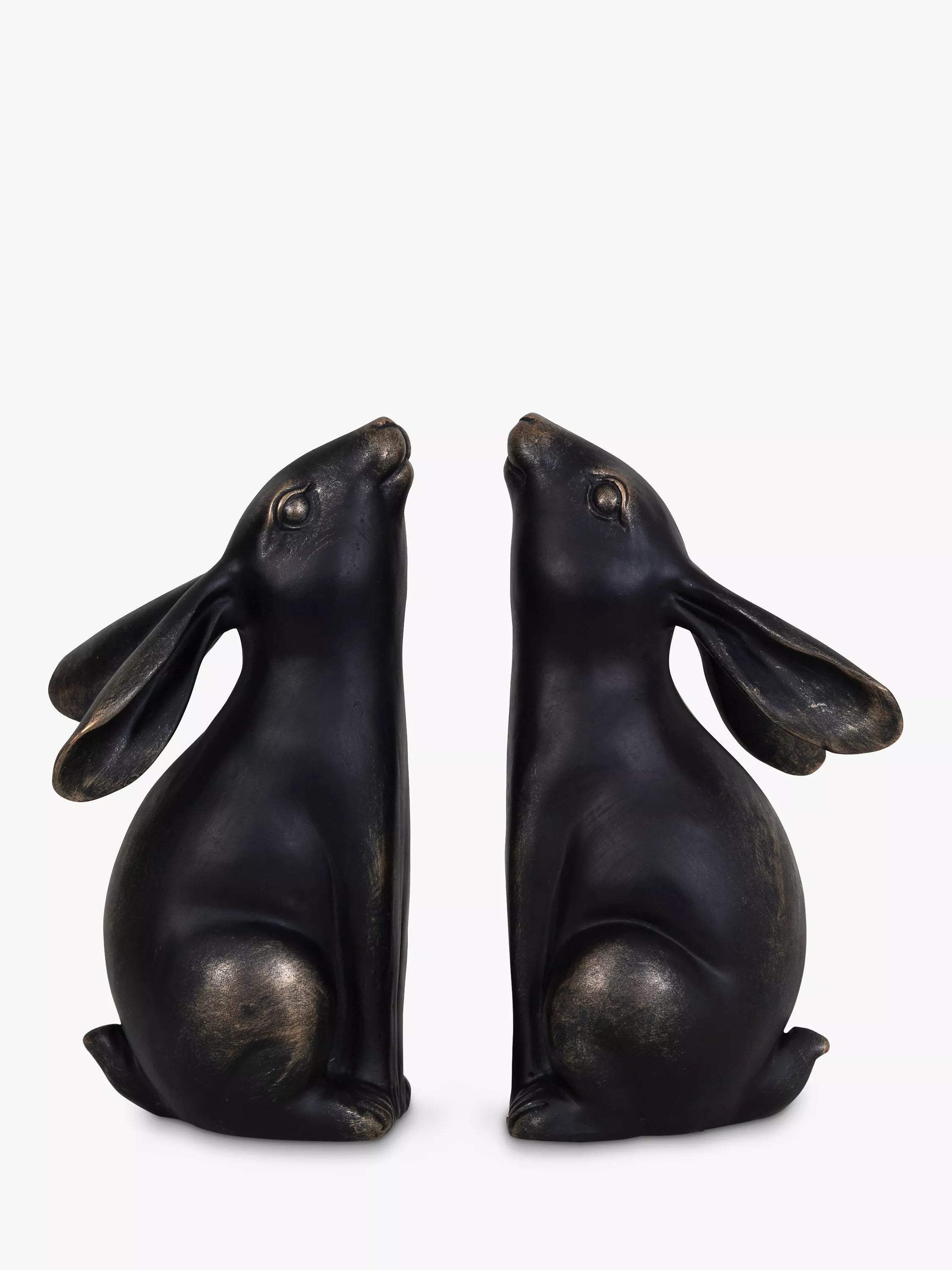 Libra Interiors metallic bronze hare bookends set of 2, UK version