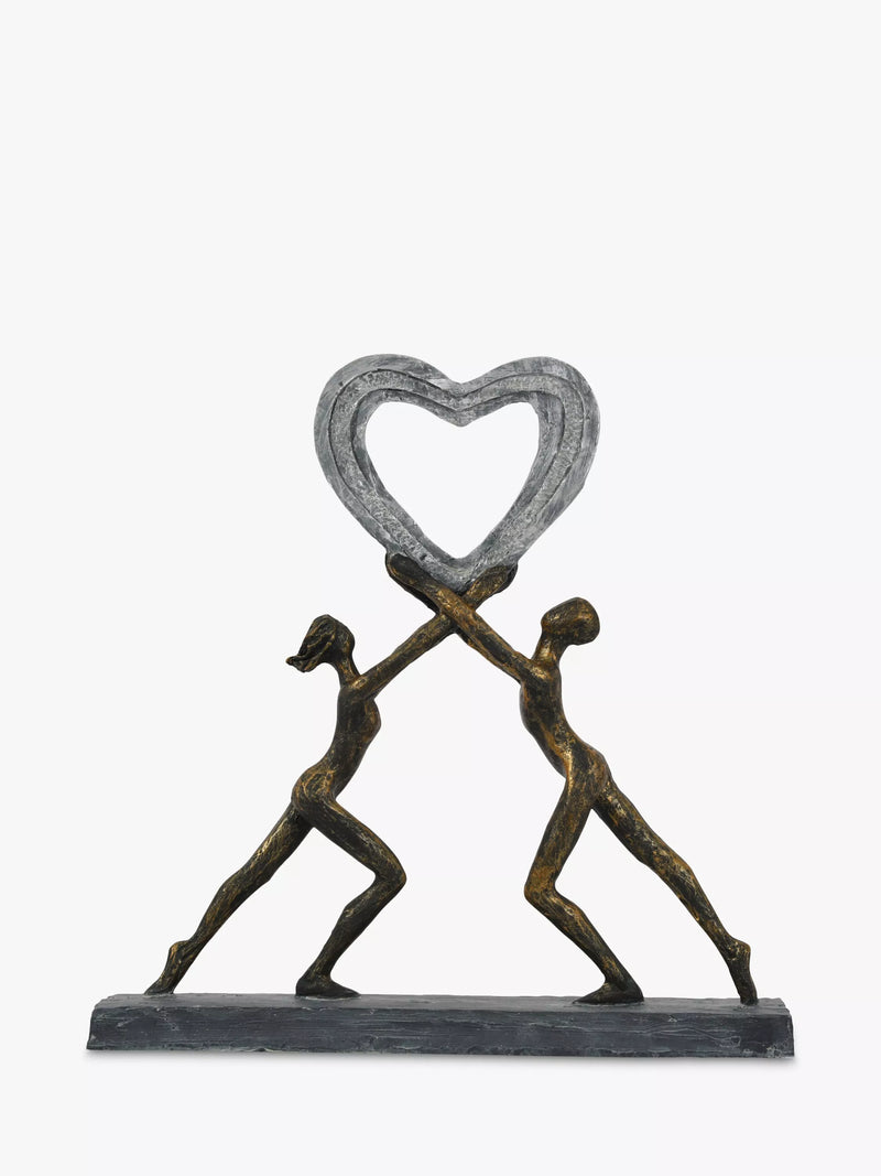 Libra Interiors love couple resin sculpture metallic bronze, imported from the UK