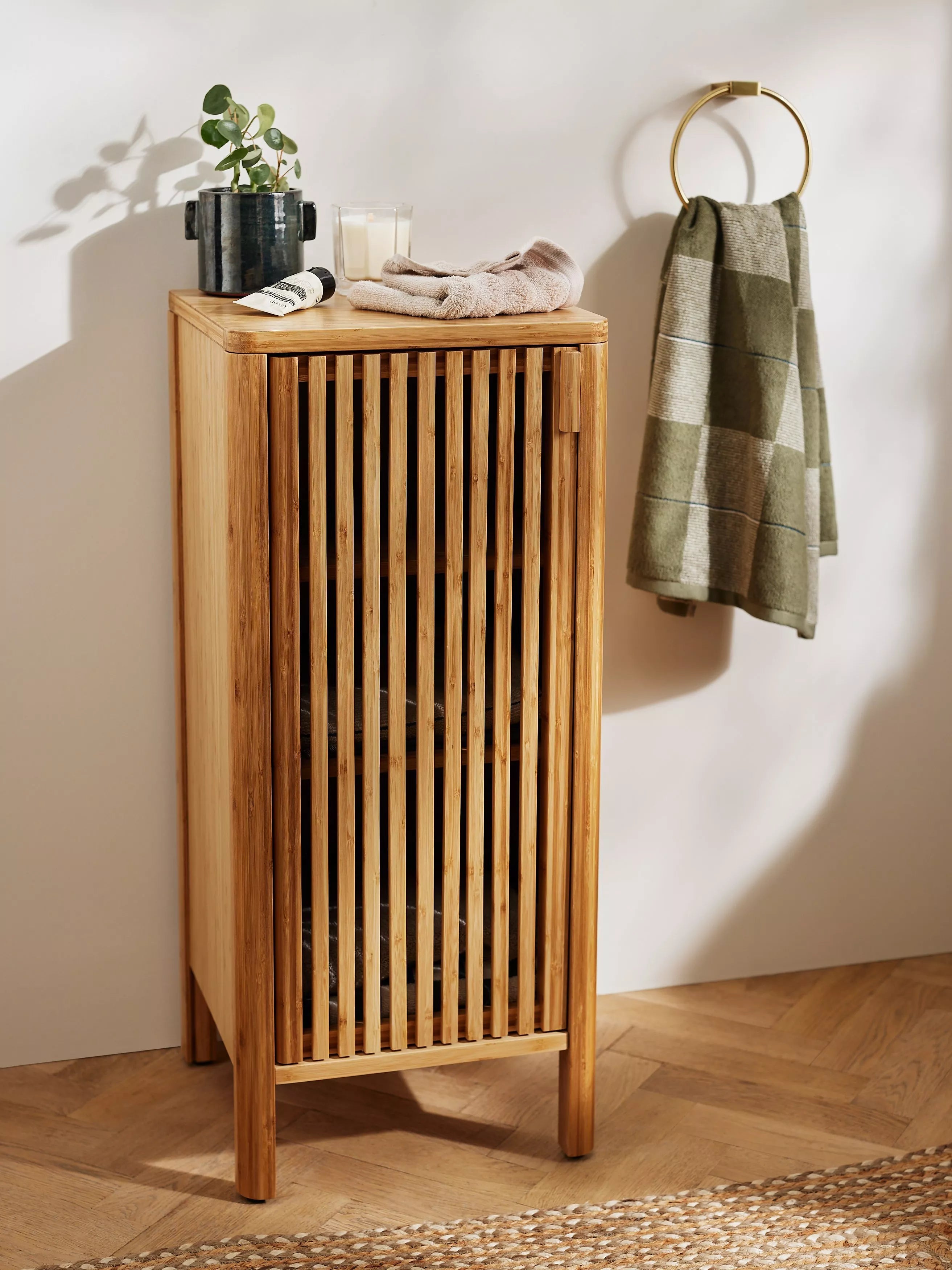 John Lewis Slatted Bathroom Cupboard H85xW36.4xD35cm, UK version
