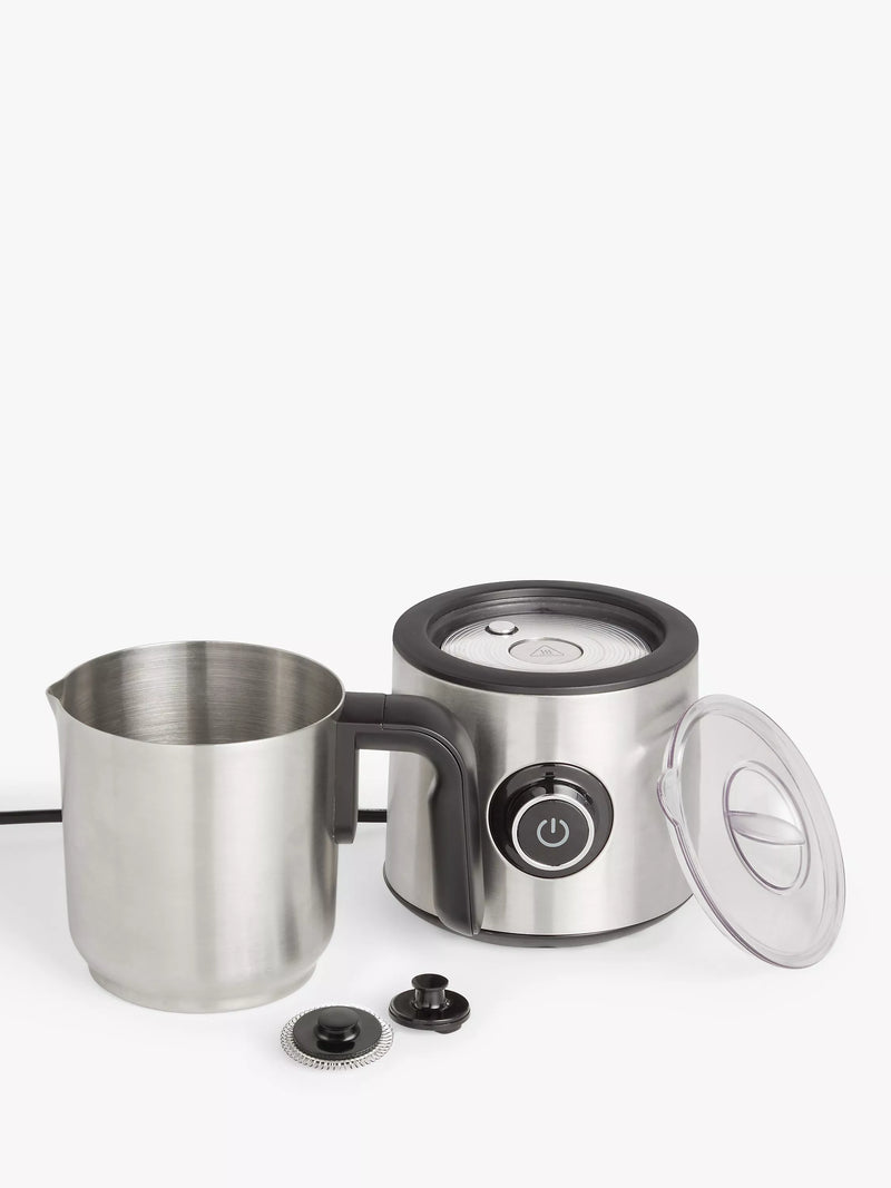 John Lewis milk frother in black and silver, imported from the UK