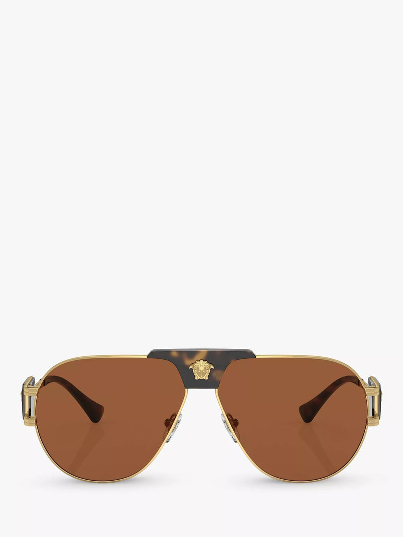 Versace gold aviator sunglasses with brown lenses - British product