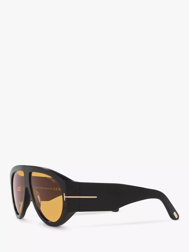 Tom Ford aviator sunglasses shiny black yellow (British brand)