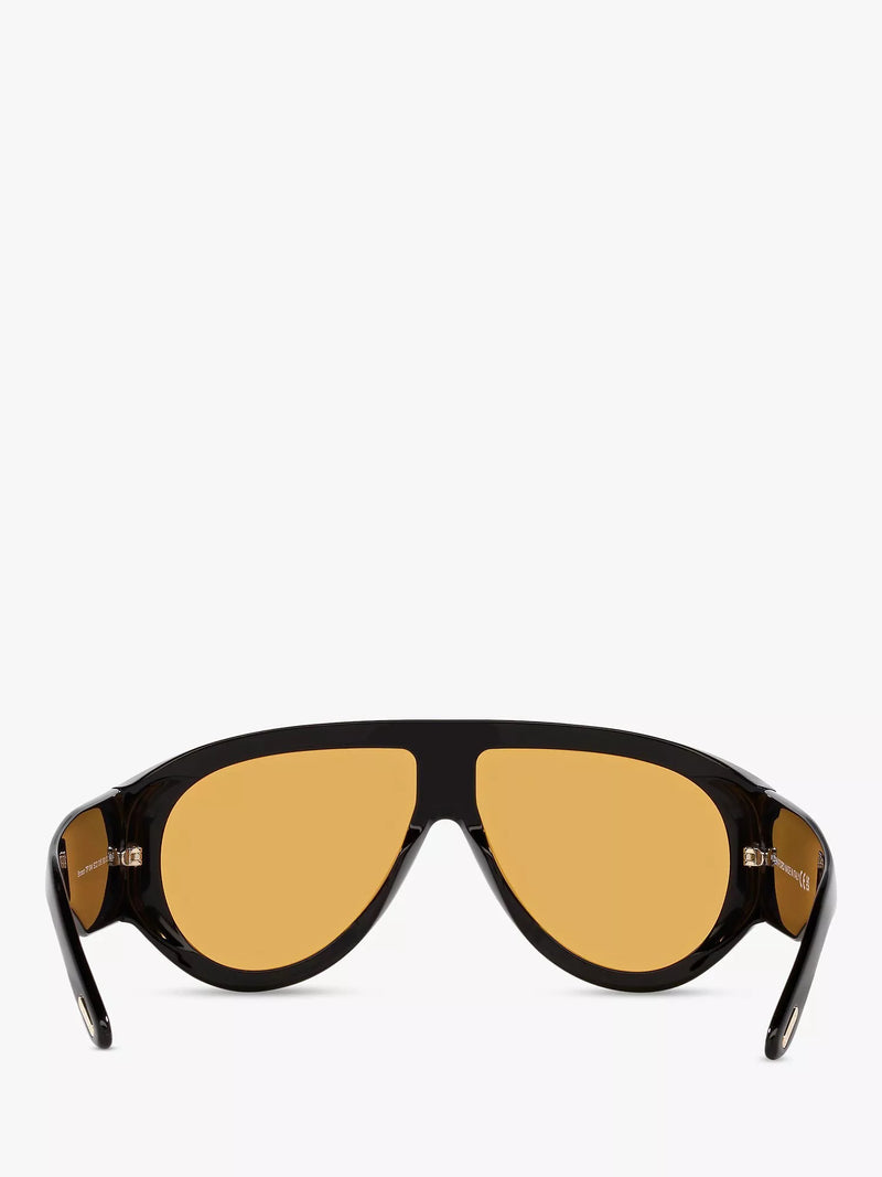 Tom Ford aviator sunglasses shiny black yellow (British brand)