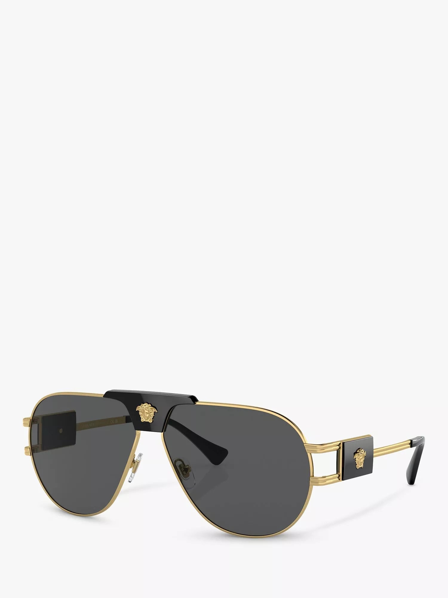 Versace VE2252 Men's Aviator Sunglasses, Gold/Grey