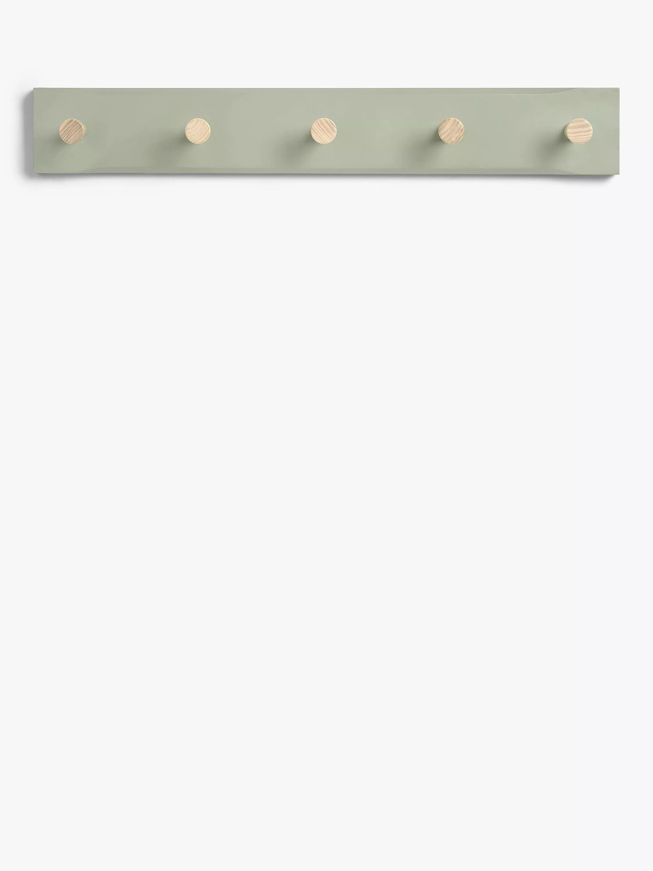 John Lewis Shaker 5 Hook Hanging Rack, FSC-Certified (Ash Wood), Sage Green