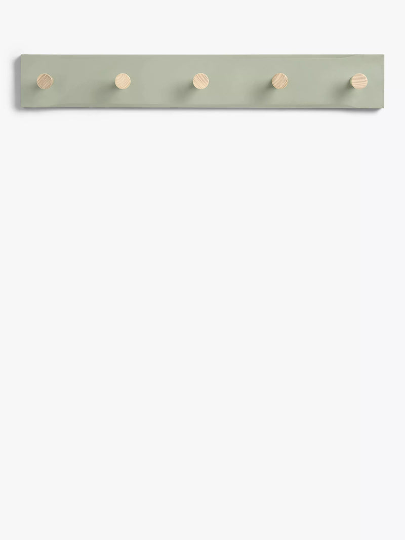 John Lewis Shaker 5 Hook Hanging Rack, FSC-Certified (Ash Wood), Sage Green