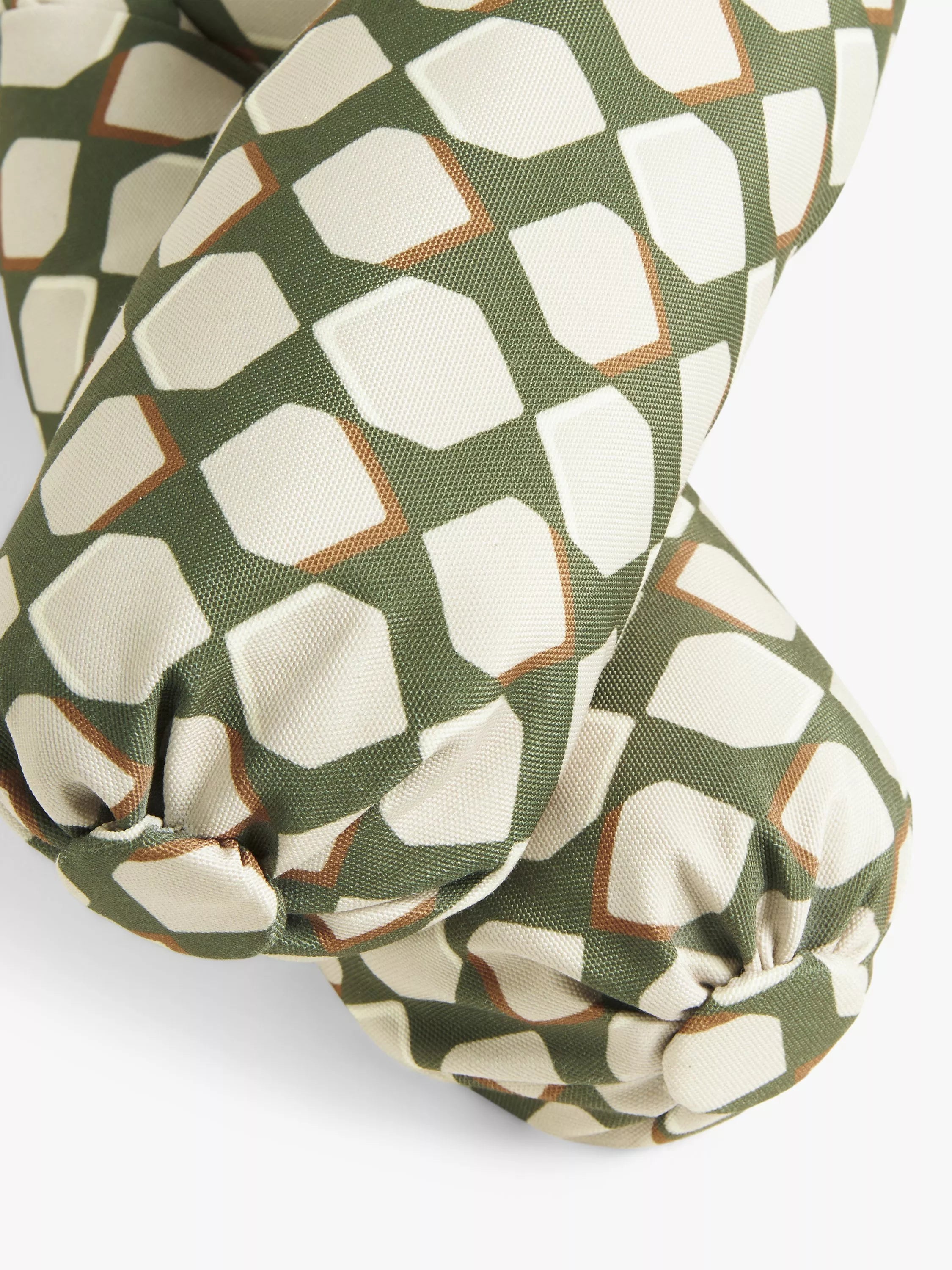 John Lewis Woven Geo Draught Excluder in Sage, imported from the UK
