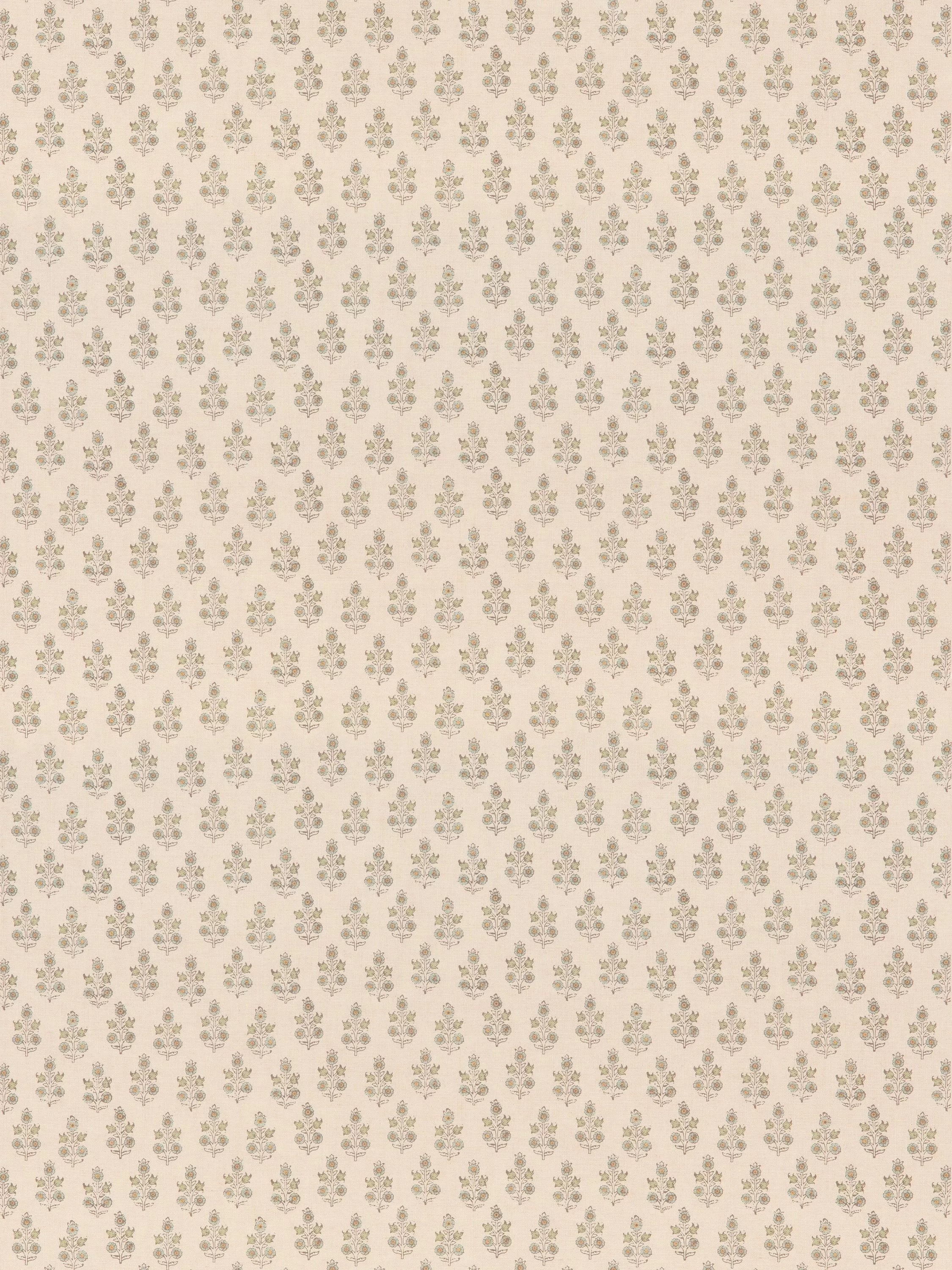Baker Poppy Sprig fabric aqua, imported from the UK