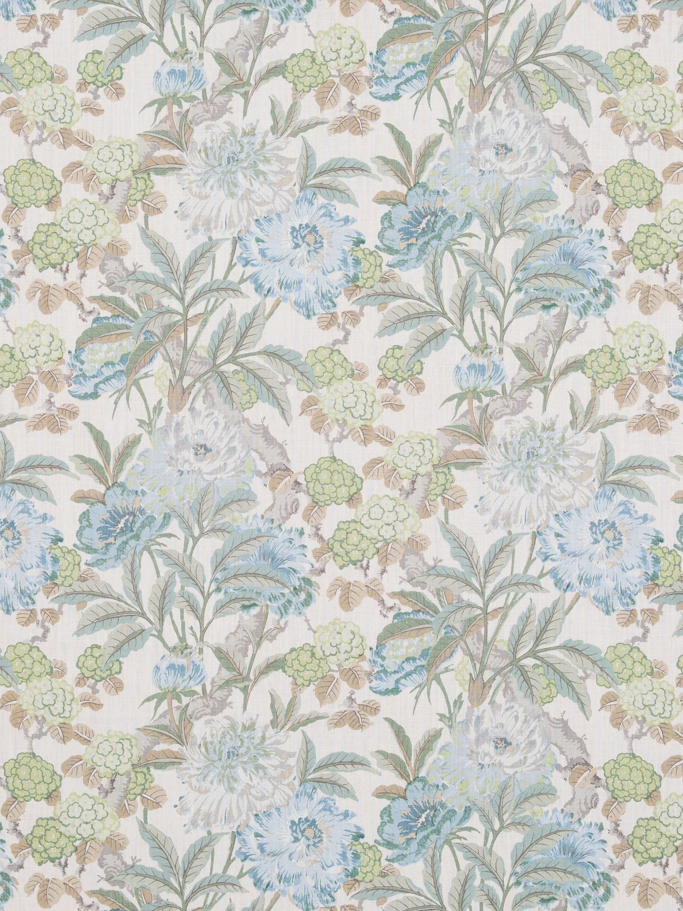 GP & J Baker Summer Peony furnishing fabric aqua, UK version