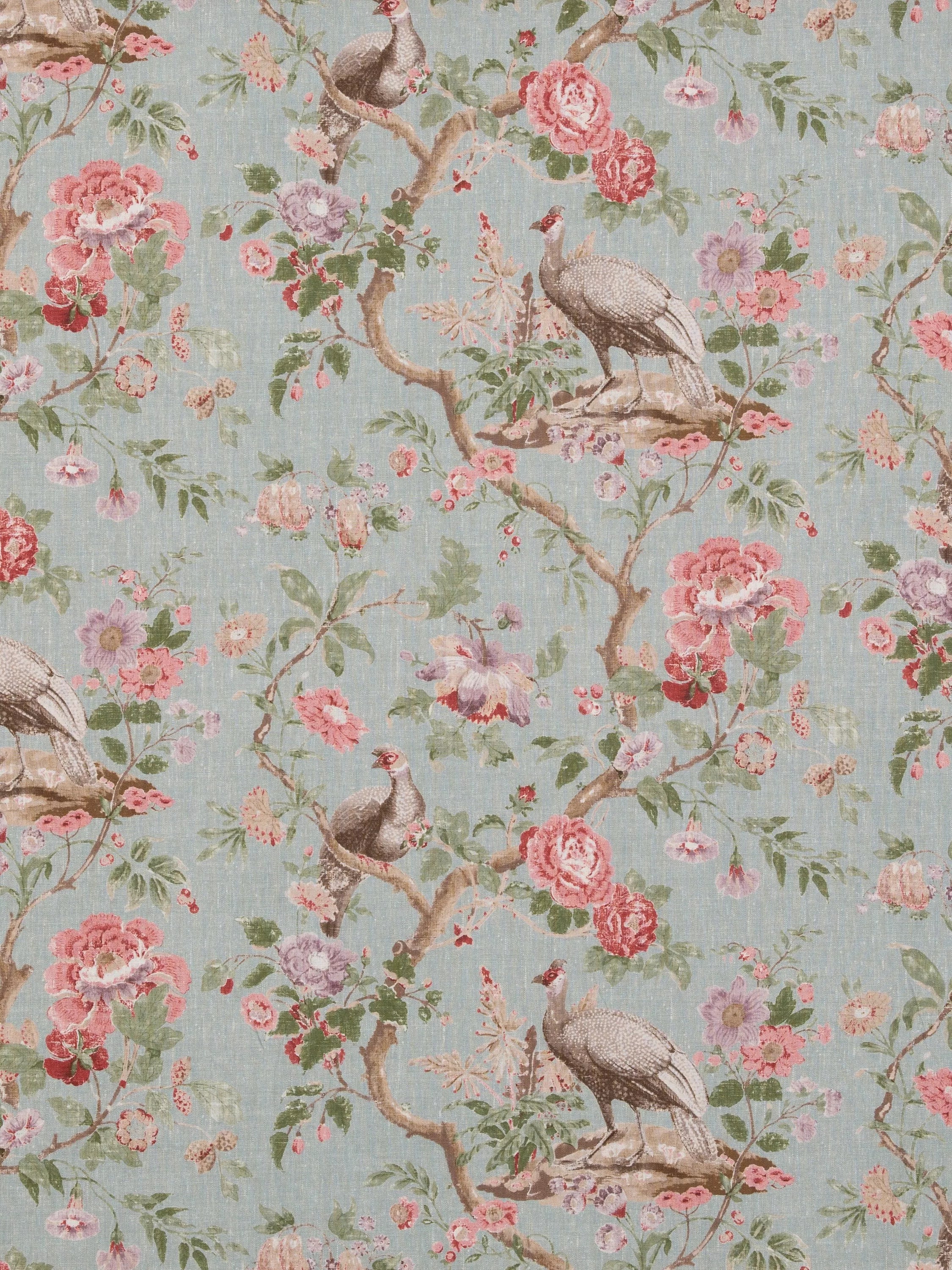 GP & J Baker Broughton Rose Furnishing Fabric, Aqua