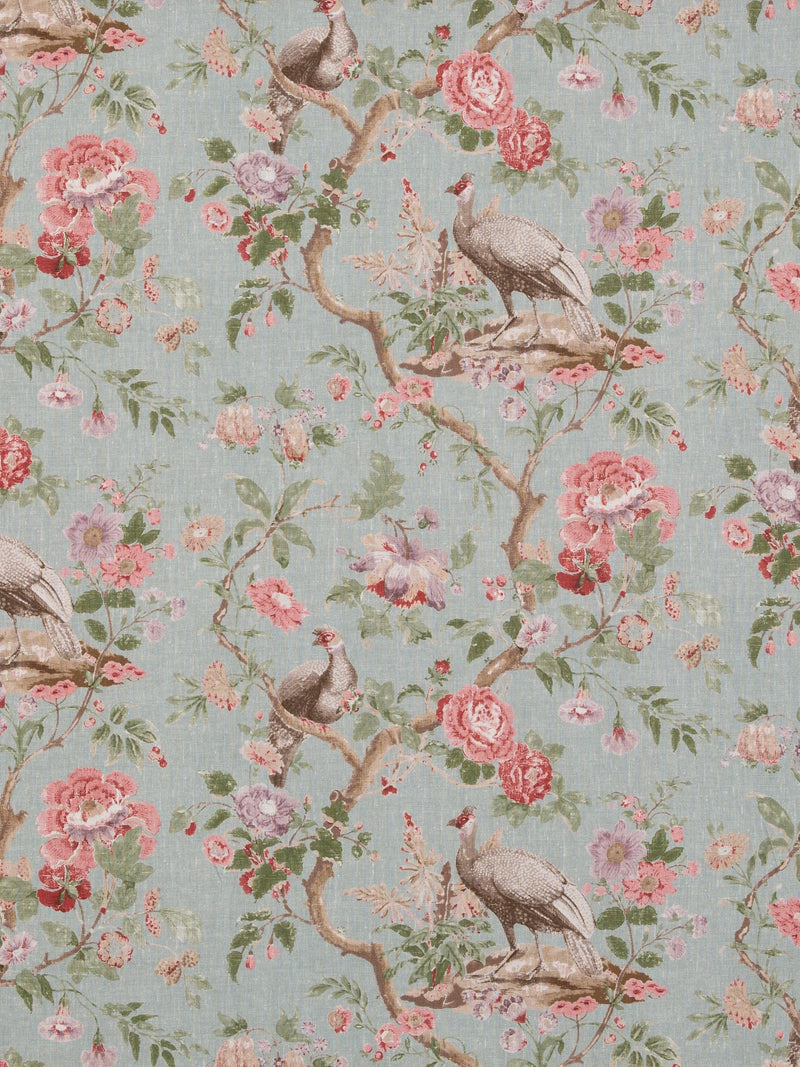 GP & J Baker Broughton Rose Furnishing Fabric, Aqua