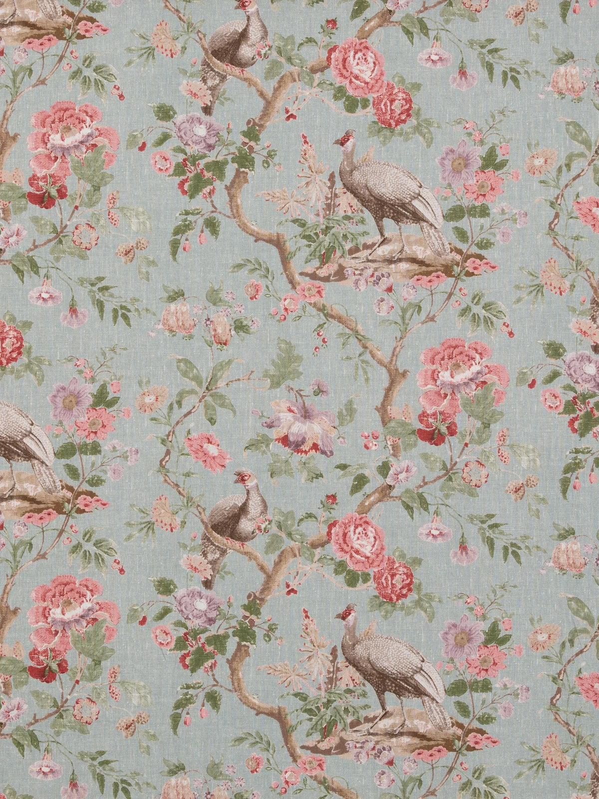 GP & J Baker Broughton Rose Furnishing Fabric, Aqua