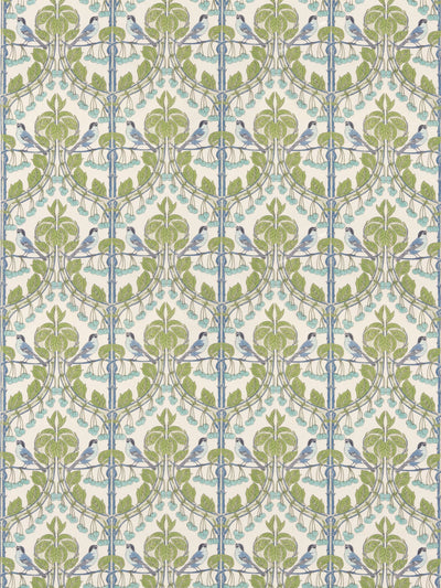 John Lewis GP & J Baker Birds & Cherries Furnishing Fabric Blue/Green- Buy online at McGrocer