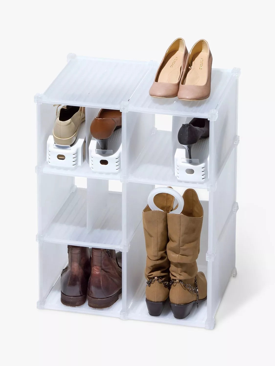 Like-it 3-tier shoe grid rack in smoked finish - British product