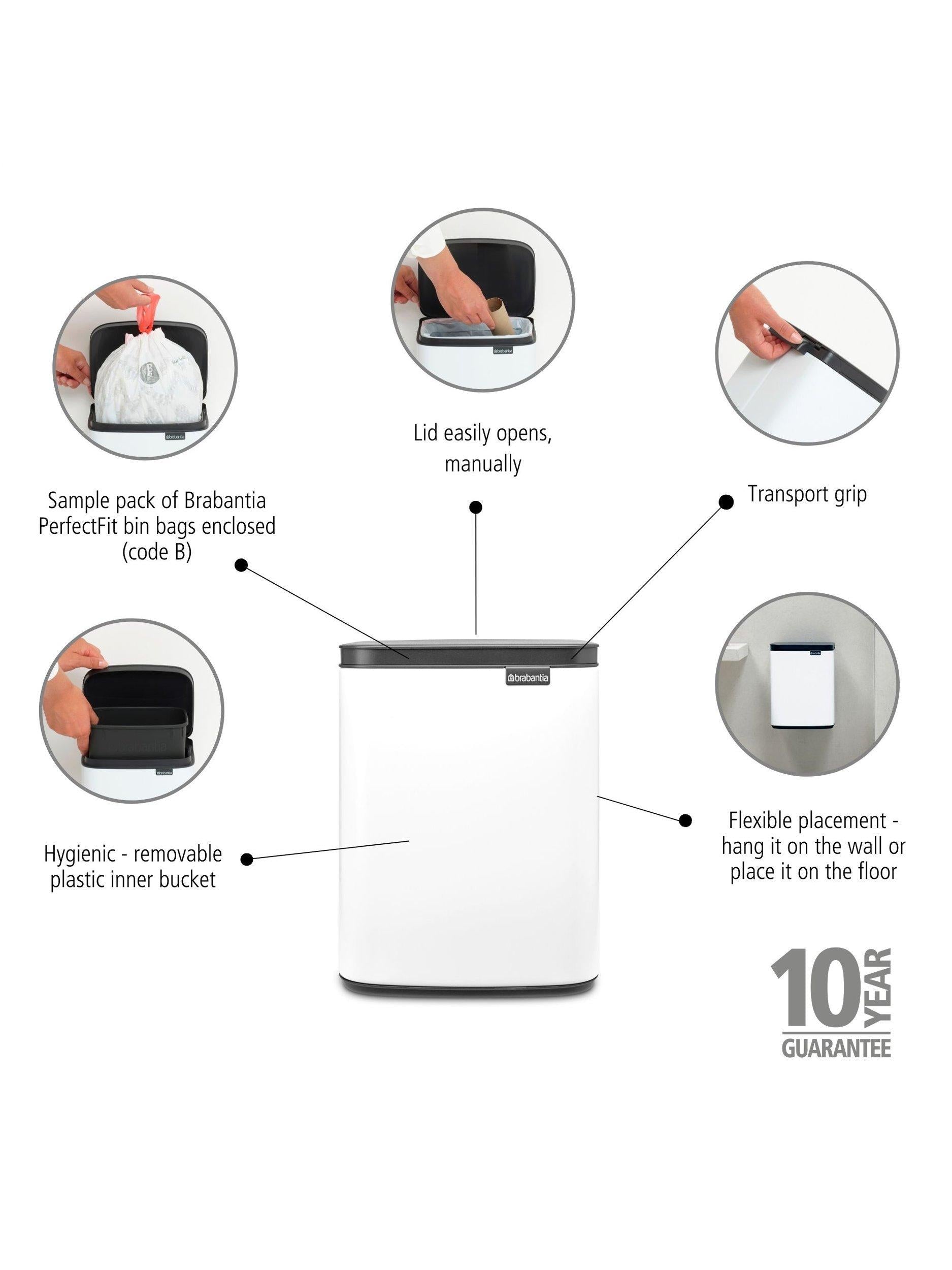 سلة مهملات Brabantia Bo سعة 7 لتر، الإصدار البريطاني