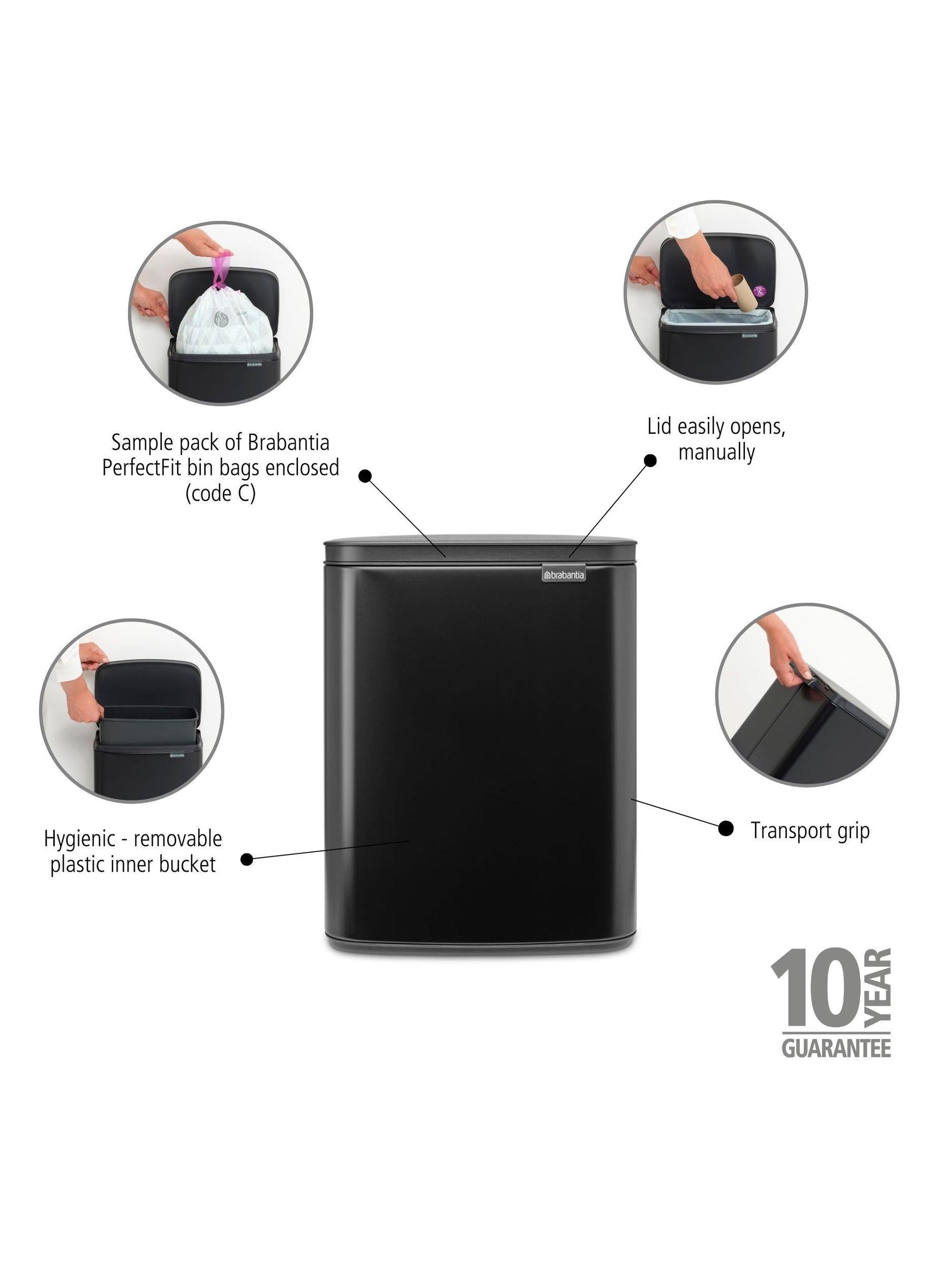 Brabantia Bo waste bin 12L matte finish, imported from the UK