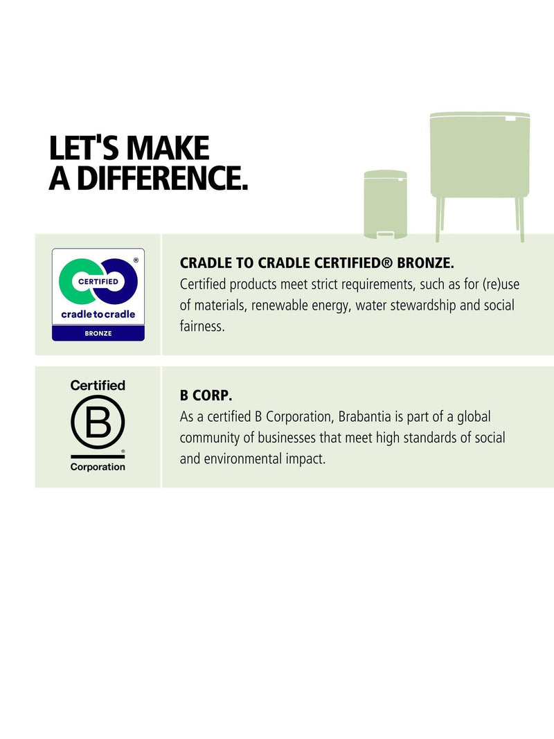 Brabantia Bo waste bin 12L matte finish, imported from the UK